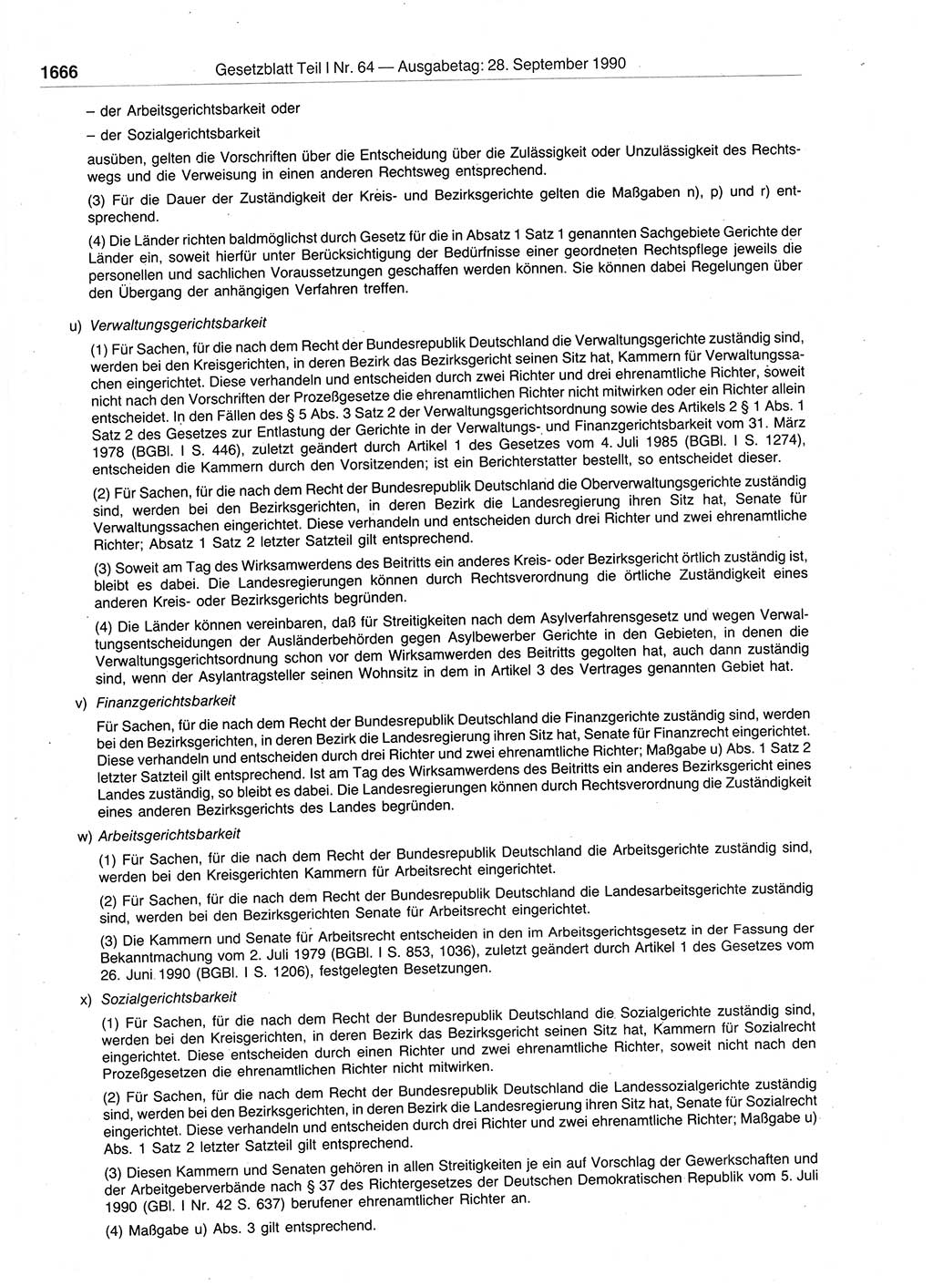 Gesetzblatt (GBl.) der Deutschen Demokratischen Republik (DDR) Teil Ⅰ 1990, Seite 1666 (GBl. DDR Ⅰ 1990, S. 1666)