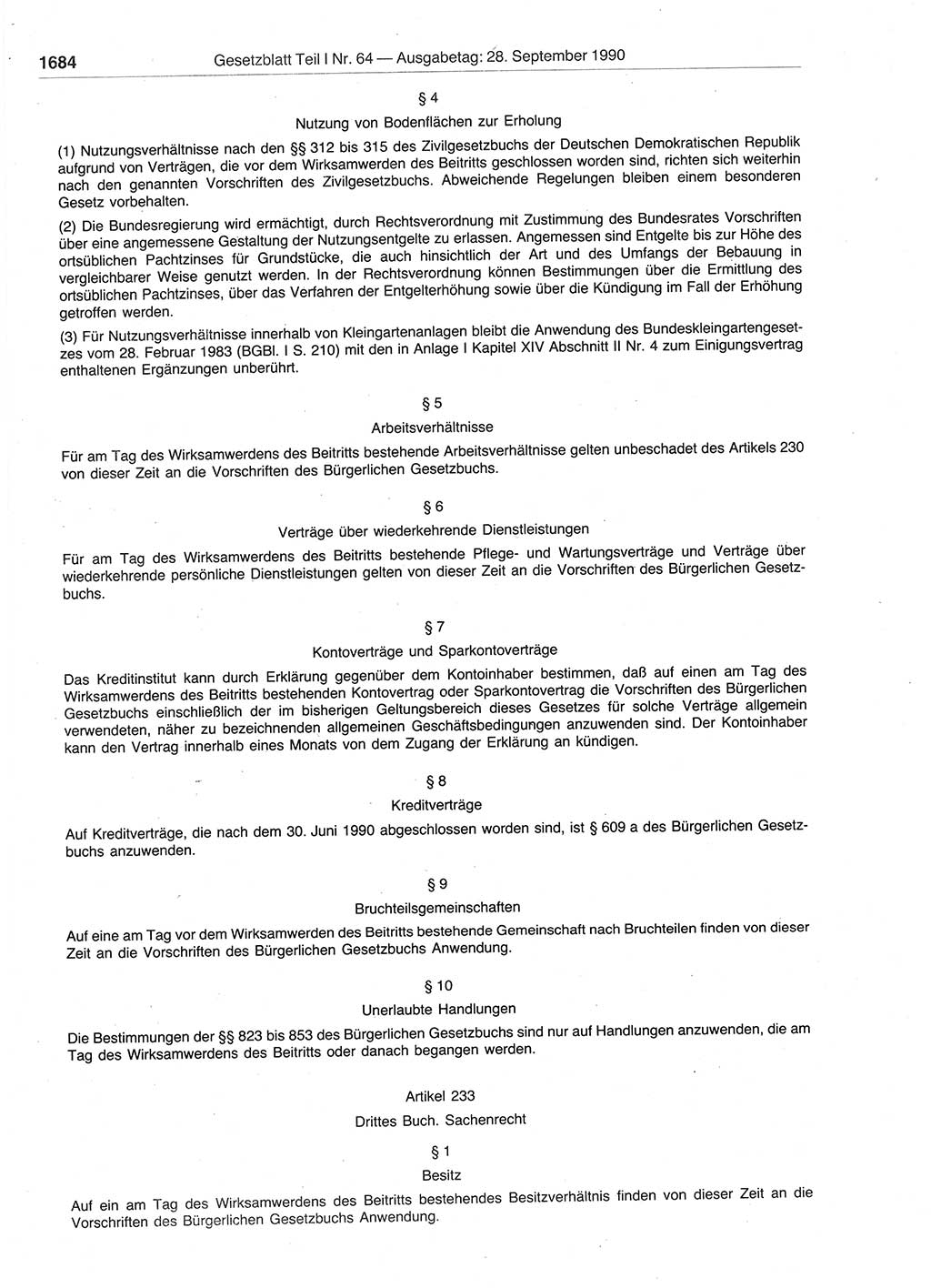 Gesetzblatt (GBl.) der Deutschen Demokratischen Republik (DDR) Teil Ⅰ 1990, Seite 1684 (GBl. DDR Ⅰ 1990, S. 1684)