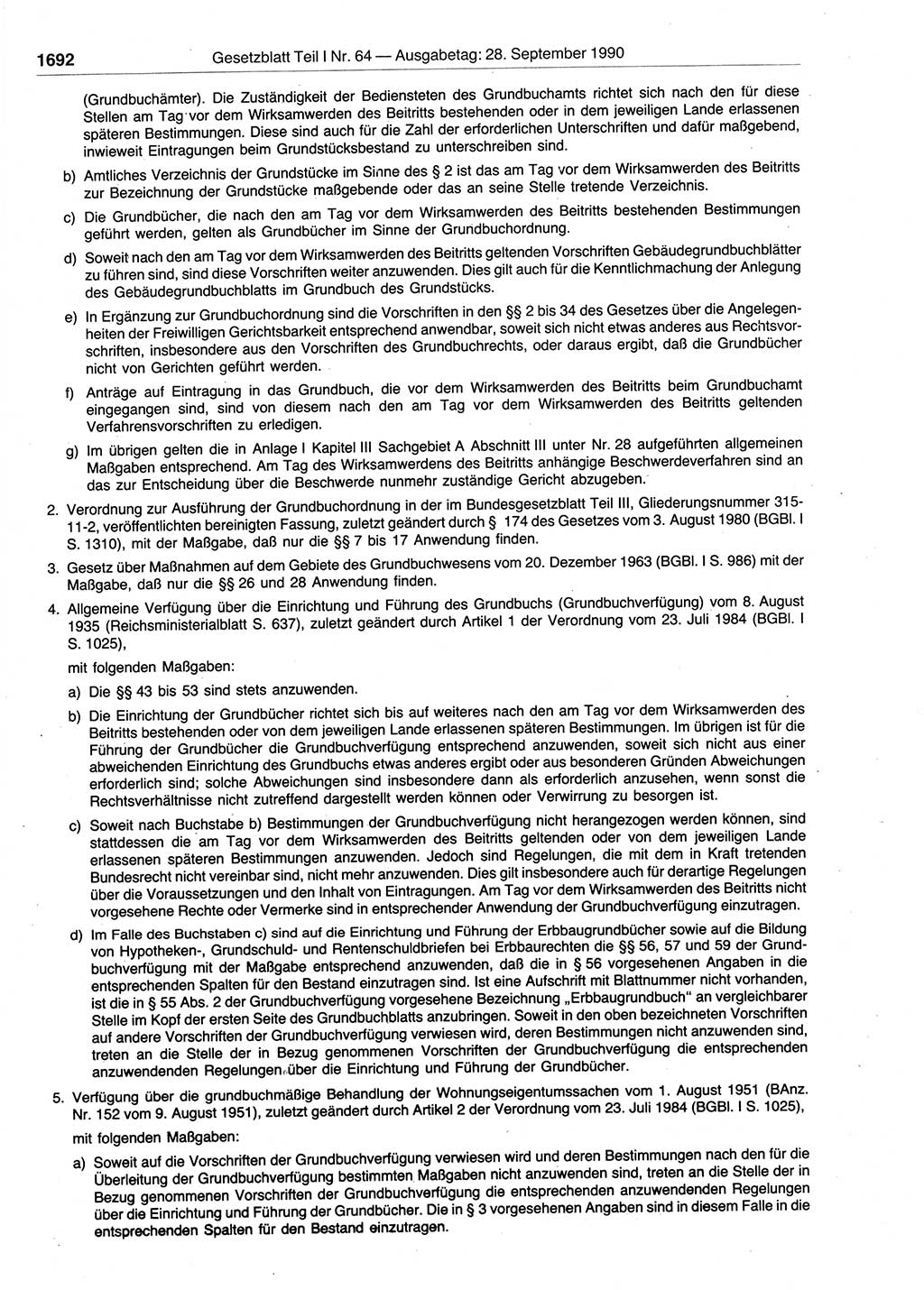 Gesetzblatt (GBl.) der Deutschen Demokratischen Republik (DDR) Teil Ⅰ 1990, Seite 1692 (GBl. DDR Ⅰ 1990, S. 1692)