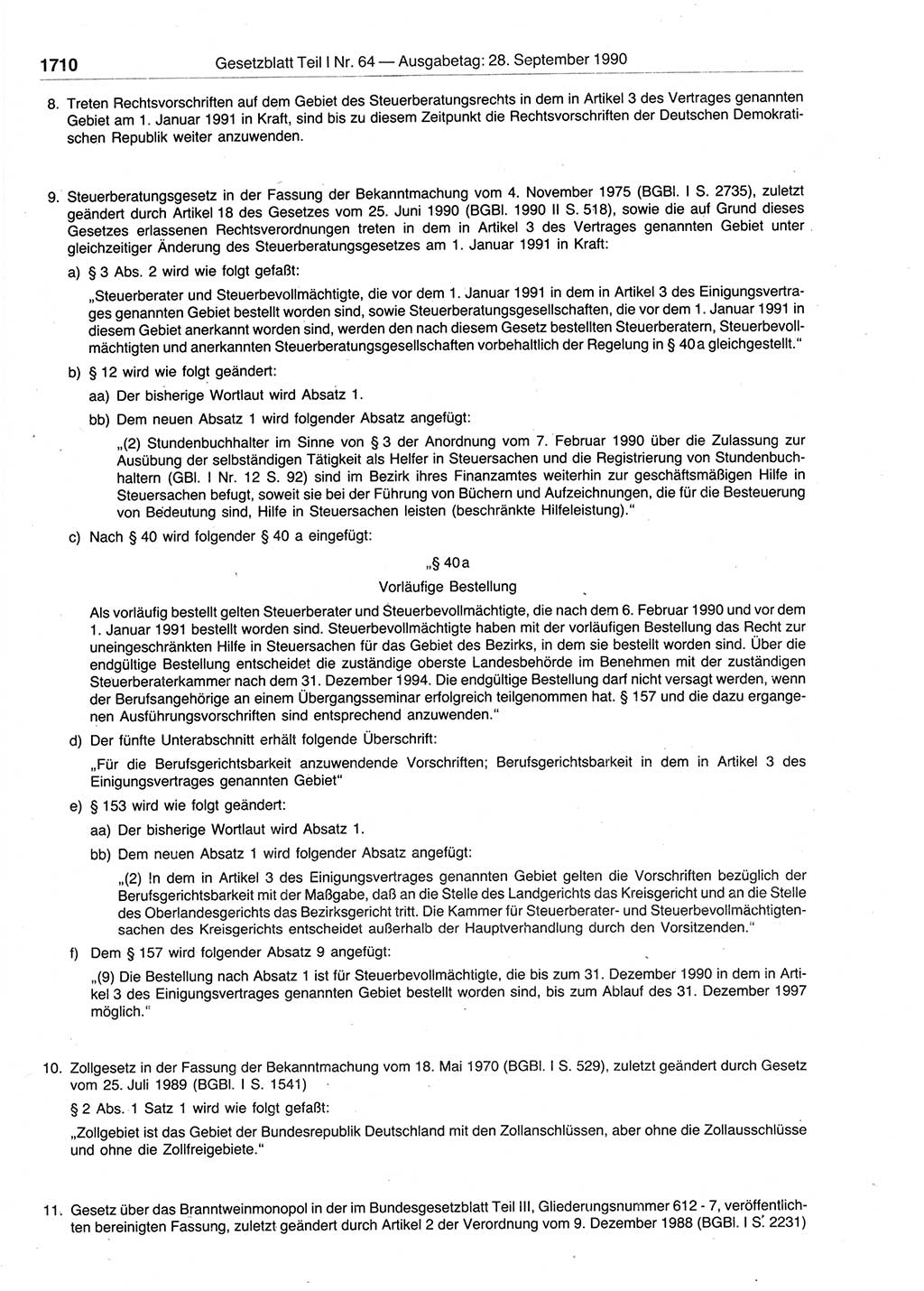 Gesetzblatt (GBl.) der Deutschen Demokratischen Republik (DDR) Teil Ⅰ 1990, Seite 1710 (GBl. DDR Ⅰ 1990, S. 1710)