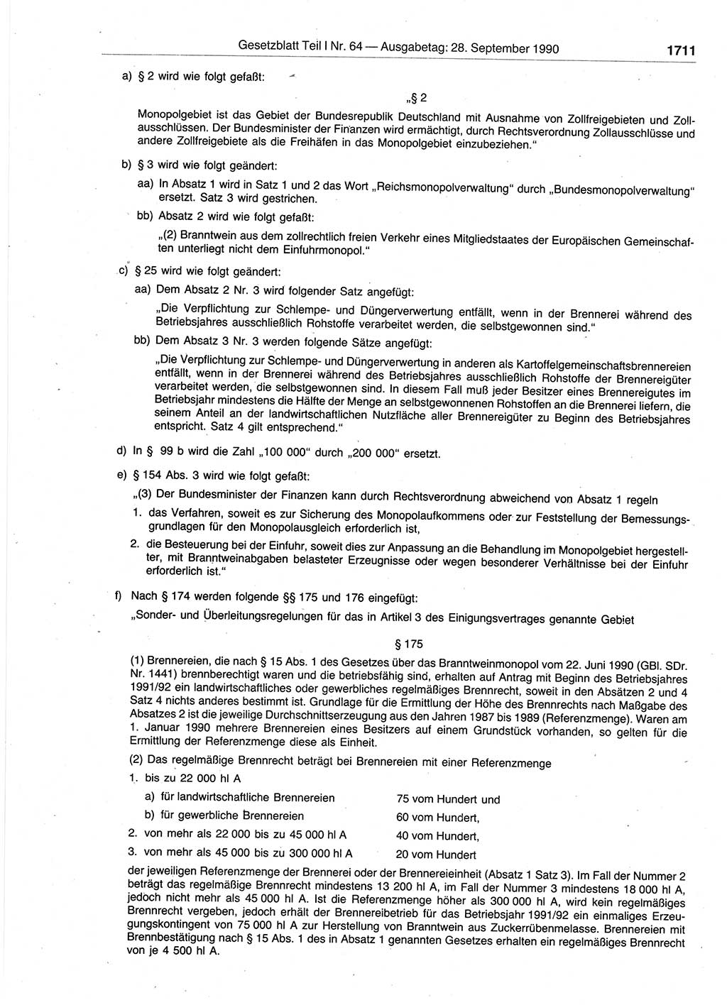 Gesetzblatt (GBl.) der Deutschen Demokratischen Republik (DDR) Teil Ⅰ 1990, Seite 1711 (GBl. DDR Ⅰ 1990, S. 1711)