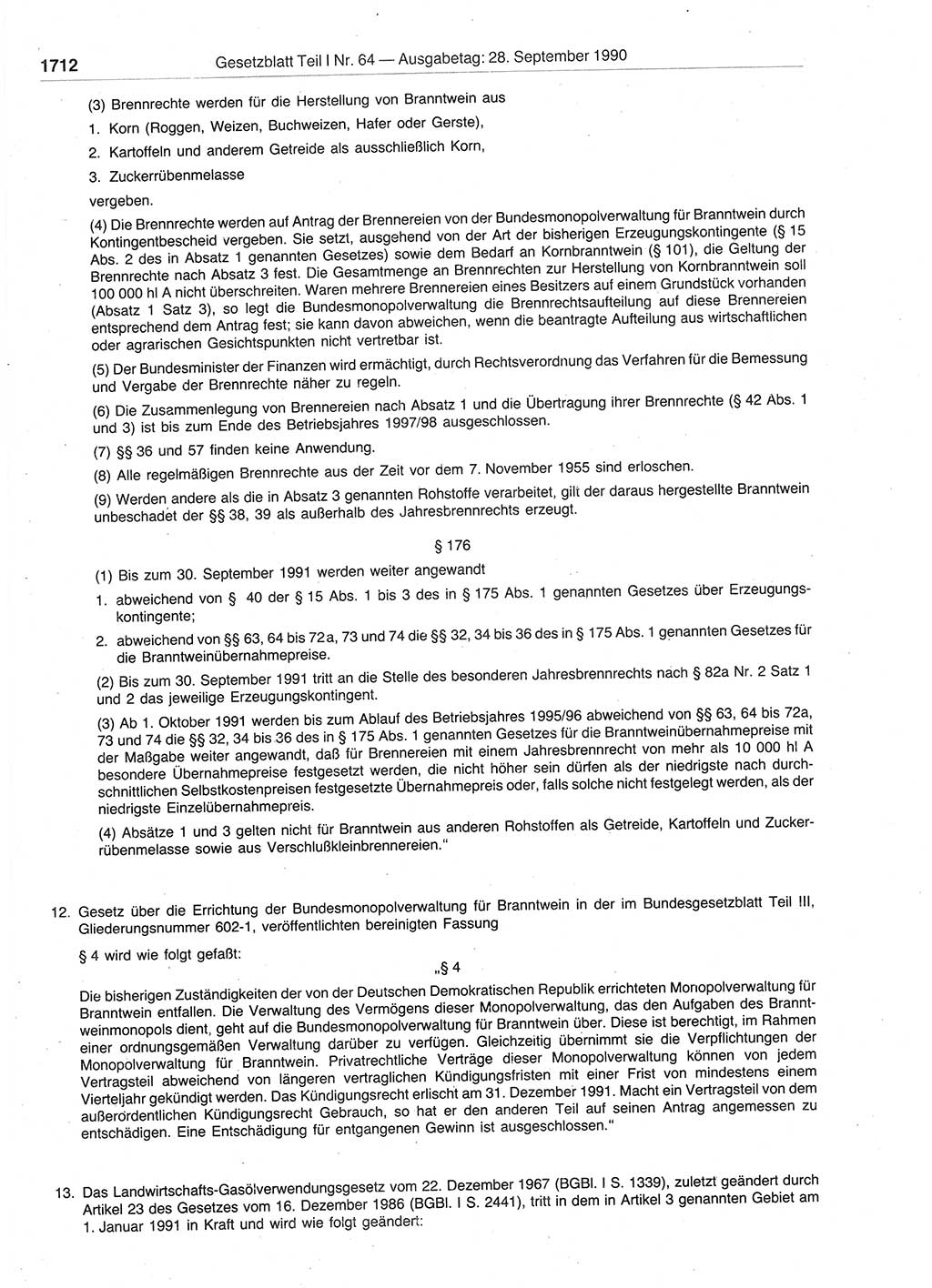 Gesetzblatt (GBl.) der Deutschen Demokratischen Republik (DDR) Teil Ⅰ 1990, Seite 1712 (GBl. DDR Ⅰ 1990, S. 1712)