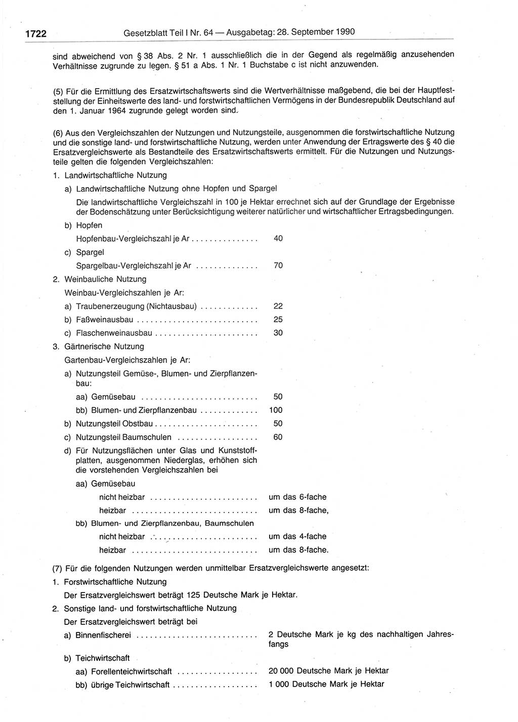 Gesetzblatt (GBl.) der Deutschen Demokratischen Republik (DDR) Teil Ⅰ 1990, Seite 1722 (GBl. DDR Ⅰ 1990, S. 1722)