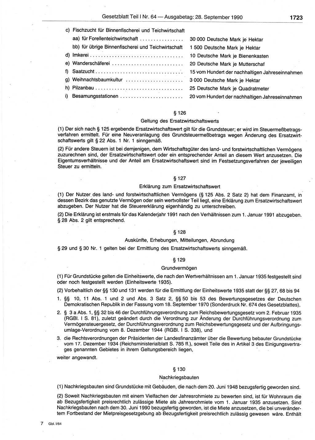 Gesetzblatt (GBl.) der Deutschen Demokratischen Republik (DDR) Teil Ⅰ 1990, Seite 1723 (GBl. DDR Ⅰ 1990, S. 1723)
