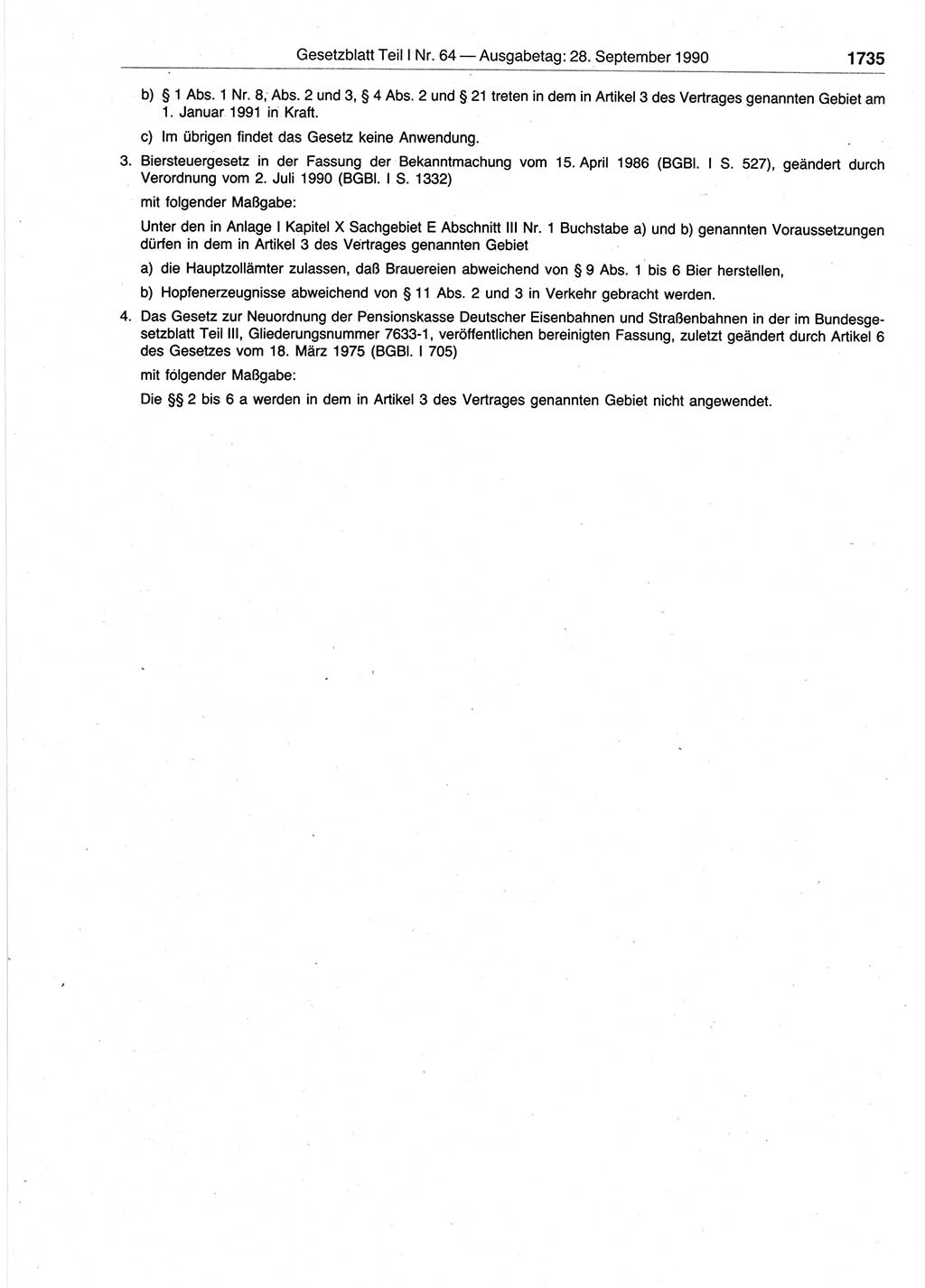 Gesetzblatt (GBl.) der Deutschen Demokratischen Republik (DDR) Teil Ⅰ 1990, Seite 1735 (GBl. DDR Ⅰ 1990, S. 1735)