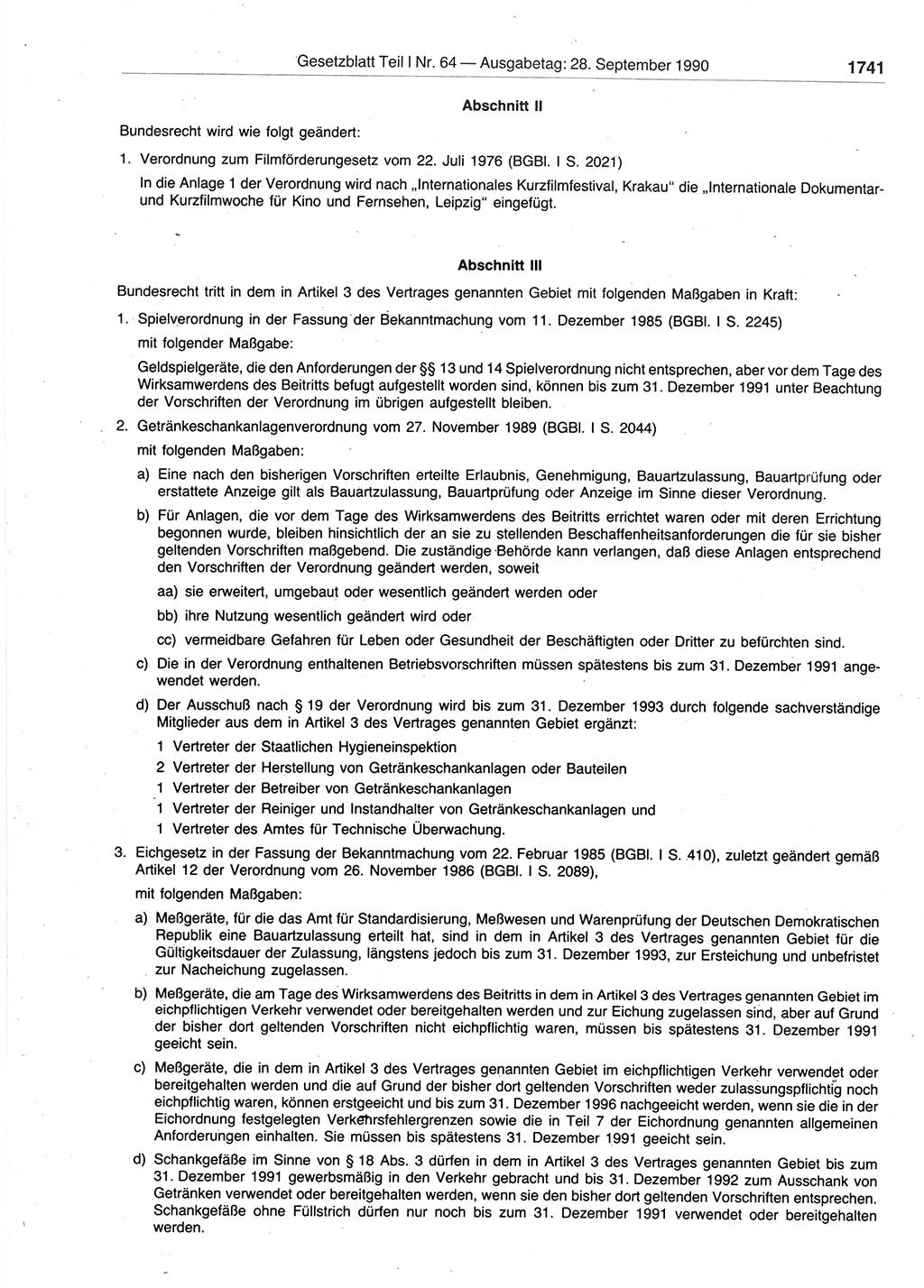 Gesetzblatt (GBl.) der Deutschen Demokratischen Republik (DDR) Teil Ⅰ 1990, Seite 1741 (GBl. DDR Ⅰ 1990, S. 1741)