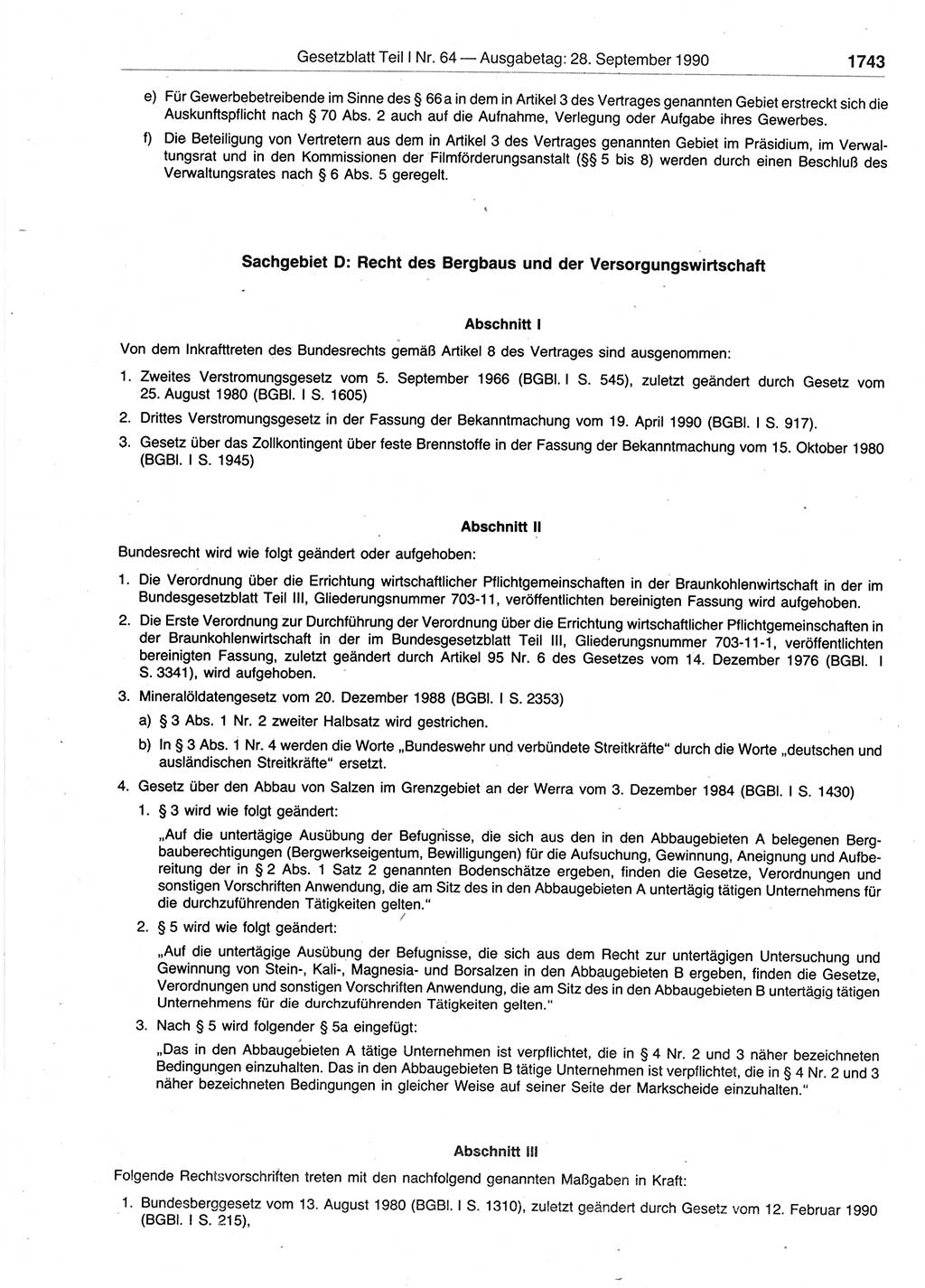 Gesetzblatt (GBl.) der Deutschen Demokratischen Republik (DDR) Teil Ⅰ 1990, Seite 1743 (GBl. DDR Ⅰ 1990, S. 1743)