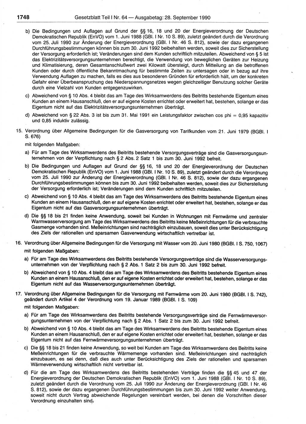 Gesetzblatt (GBl.) der Deutschen Demokratischen Republik (DDR) Teil Ⅰ 1990, Seite 1748 (GBl. DDR Ⅰ 1990, S. 1748)