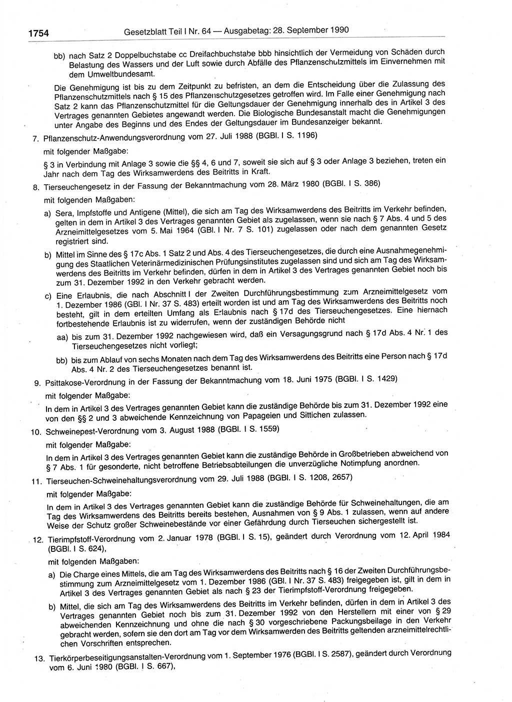 Gesetzblatt (GBl.) der Deutschen Demokratischen Republik (DDR) Teil Ⅰ 1990, Seite 1754 (GBl. DDR Ⅰ 1990, S. 1754)