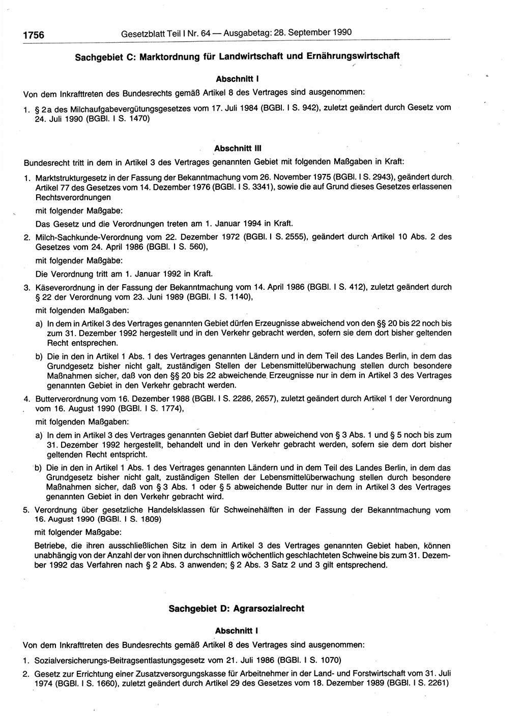 Gesetzblatt (GBl.) der Deutschen Demokratischen Republik (DDR) Teil Ⅰ 1990, Seite 1756 (GBl. DDR Ⅰ 1990, S. 1756)