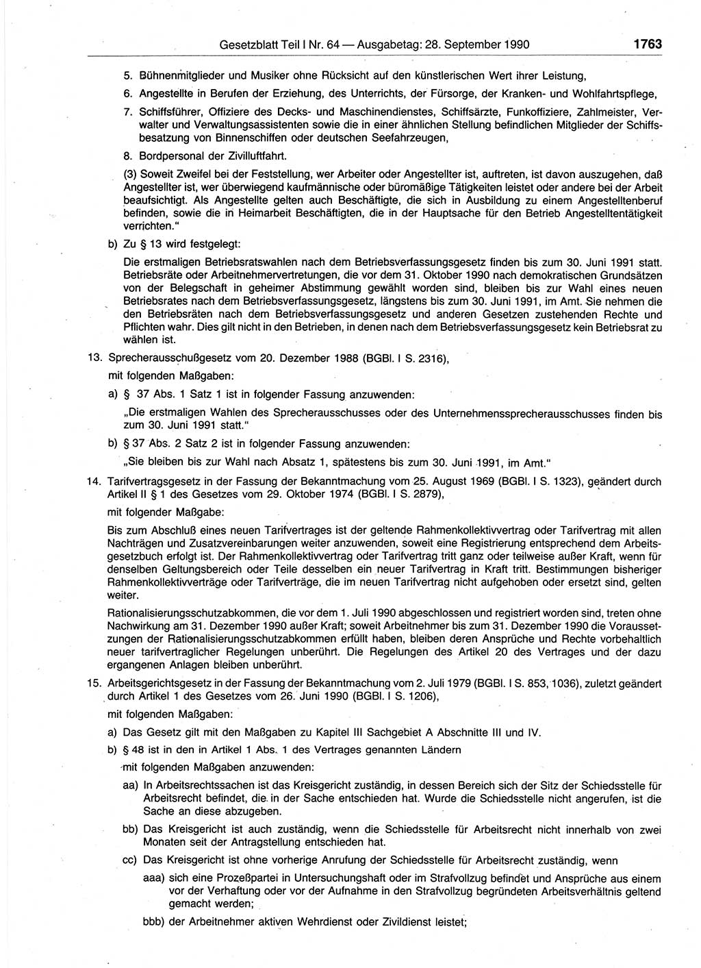 Gesetzblatt (GBl.) der Deutschen Demokratischen Republik (DDR) Teil Ⅰ 1990, Seite 1763 (GBl. DDR Ⅰ 1990, S. 1763)