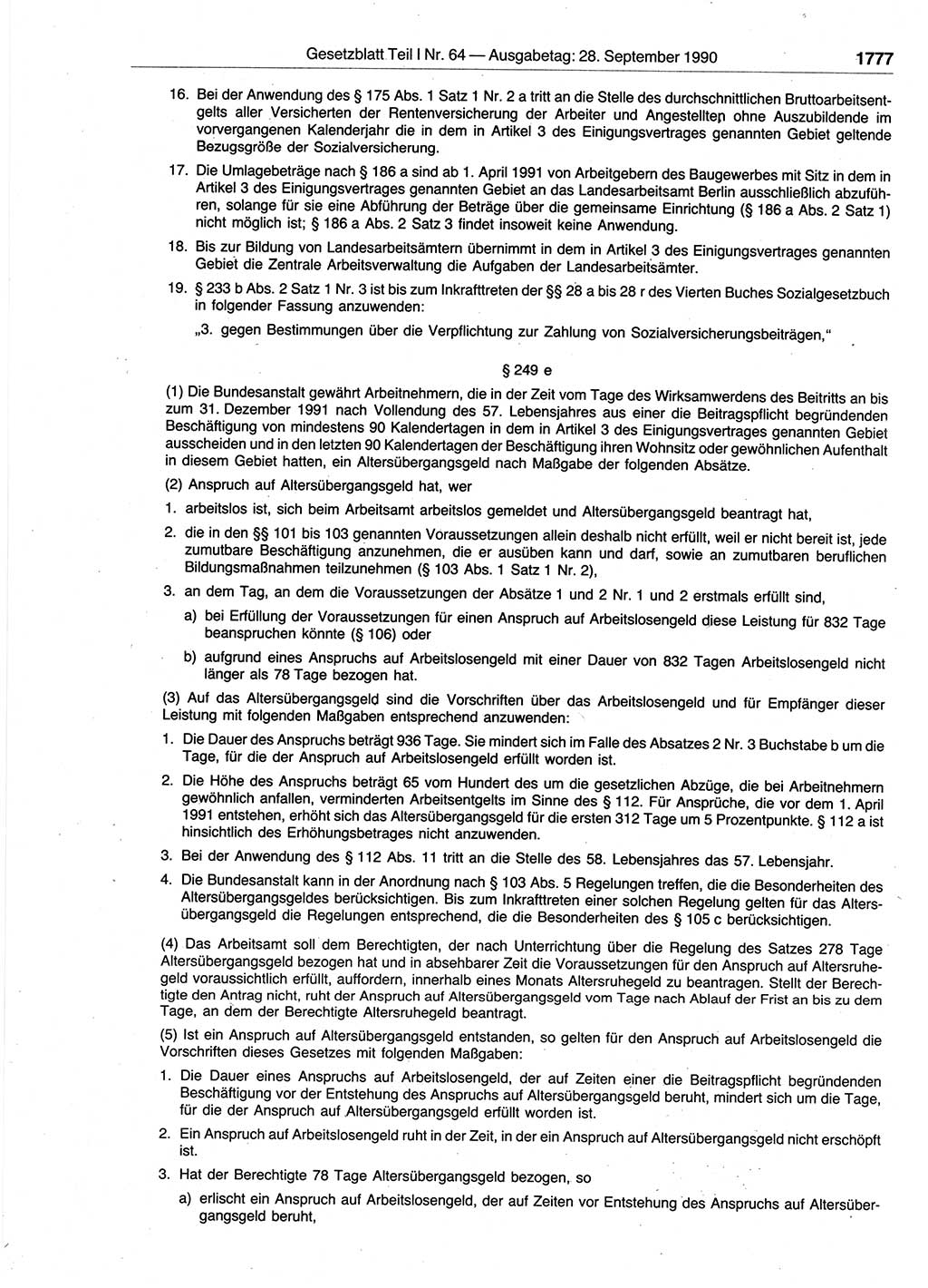 Gesetzblatt (GBl.) der Deutschen Demokratischen Republik (DDR) Teil Ⅰ 1990, Seite 1777 (GBl. DDR Ⅰ 1990, S. 1777)
