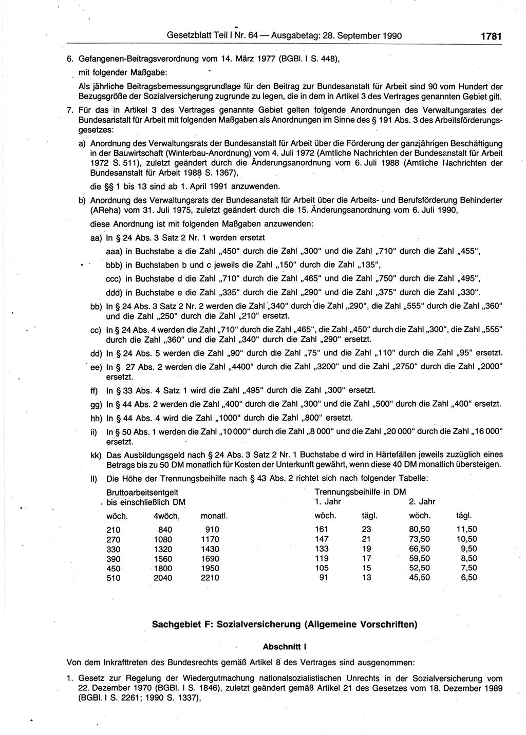 Gesetzblatt (GBl.) der Deutschen Demokratischen Republik (DDR) Teil Ⅰ 1990, Seite 1781 (GBl. DDR Ⅰ 1990, S. 1781)