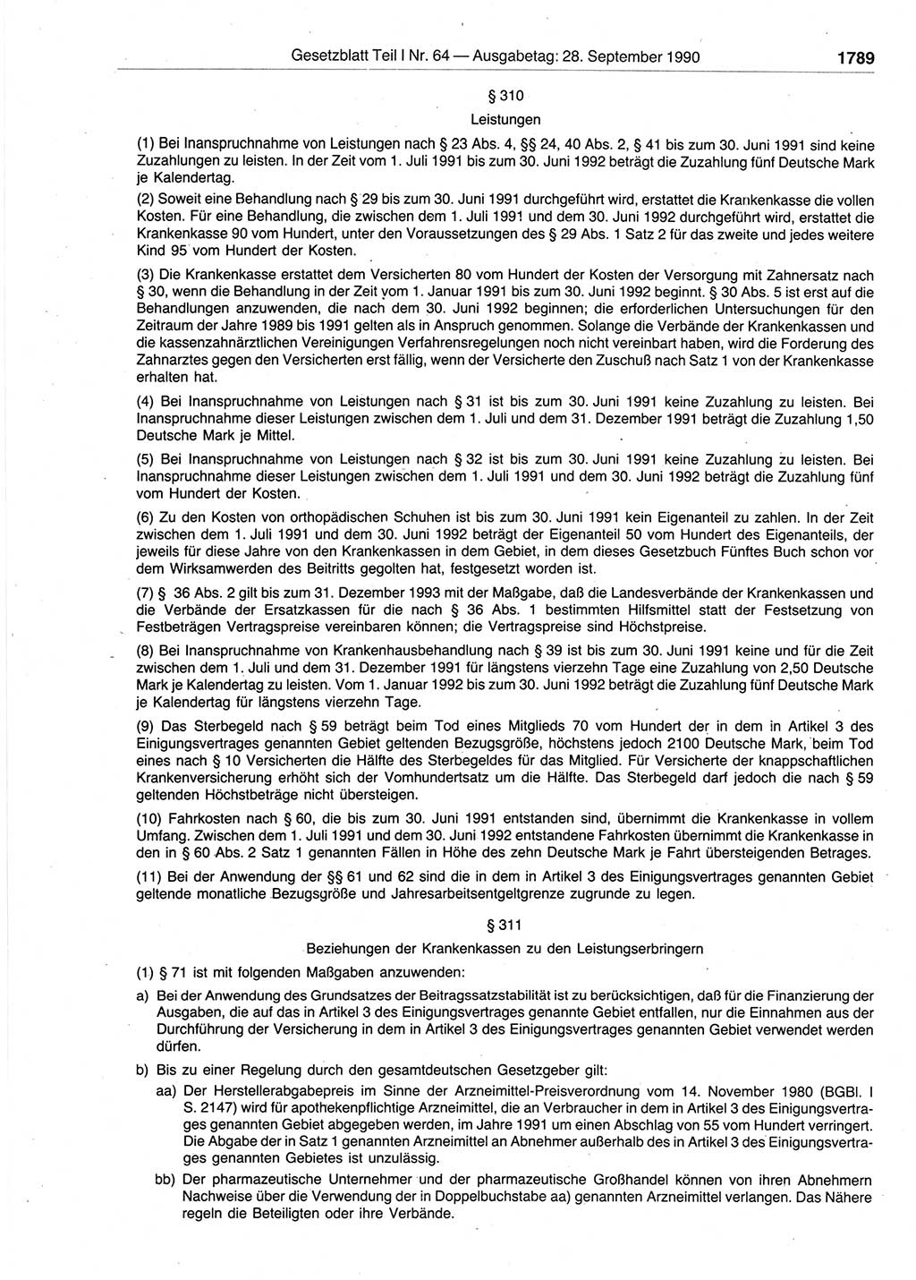 Gesetzblatt (GBl.) der Deutschen Demokratischen Republik (DDR) Teil Ⅰ 1990, Seite 1789 (GBl. DDR Ⅰ 1990, S. 1789)