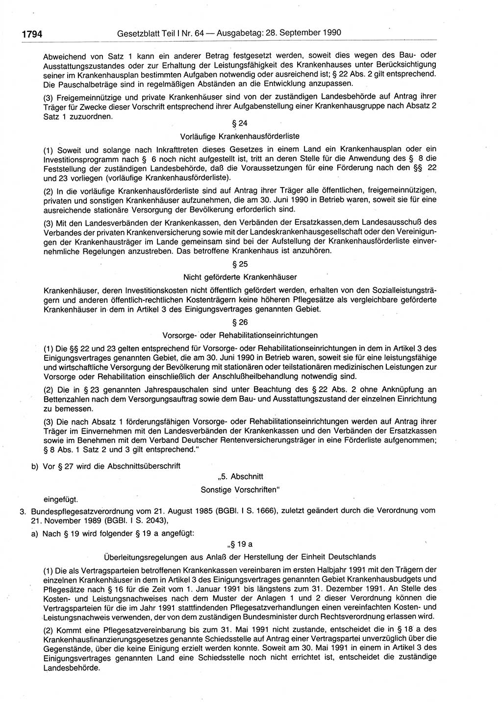 Gesetzblatt (GBl.) der Deutschen Demokratischen Republik (DDR) Teil Ⅰ 1990, Seite 1794 (GBl. DDR Ⅰ 1990, S. 1794)