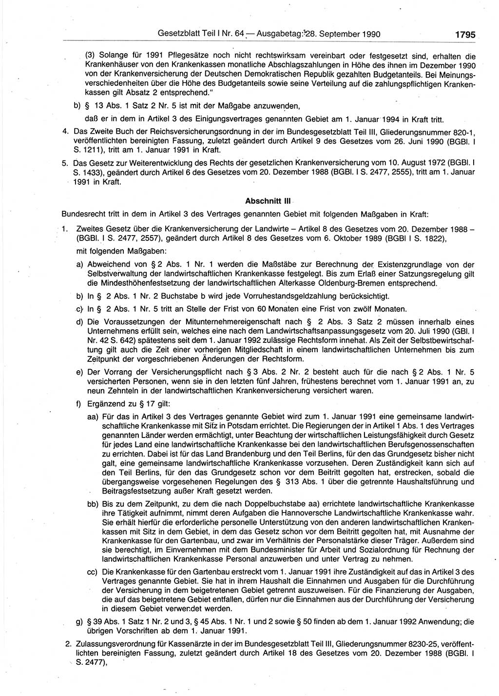 Gesetzblatt (GBl.) der Deutschen Demokratischen Republik (DDR) Teil Ⅰ 1990, Seite 1795 (GBl. DDR Ⅰ 1990, S. 1795)