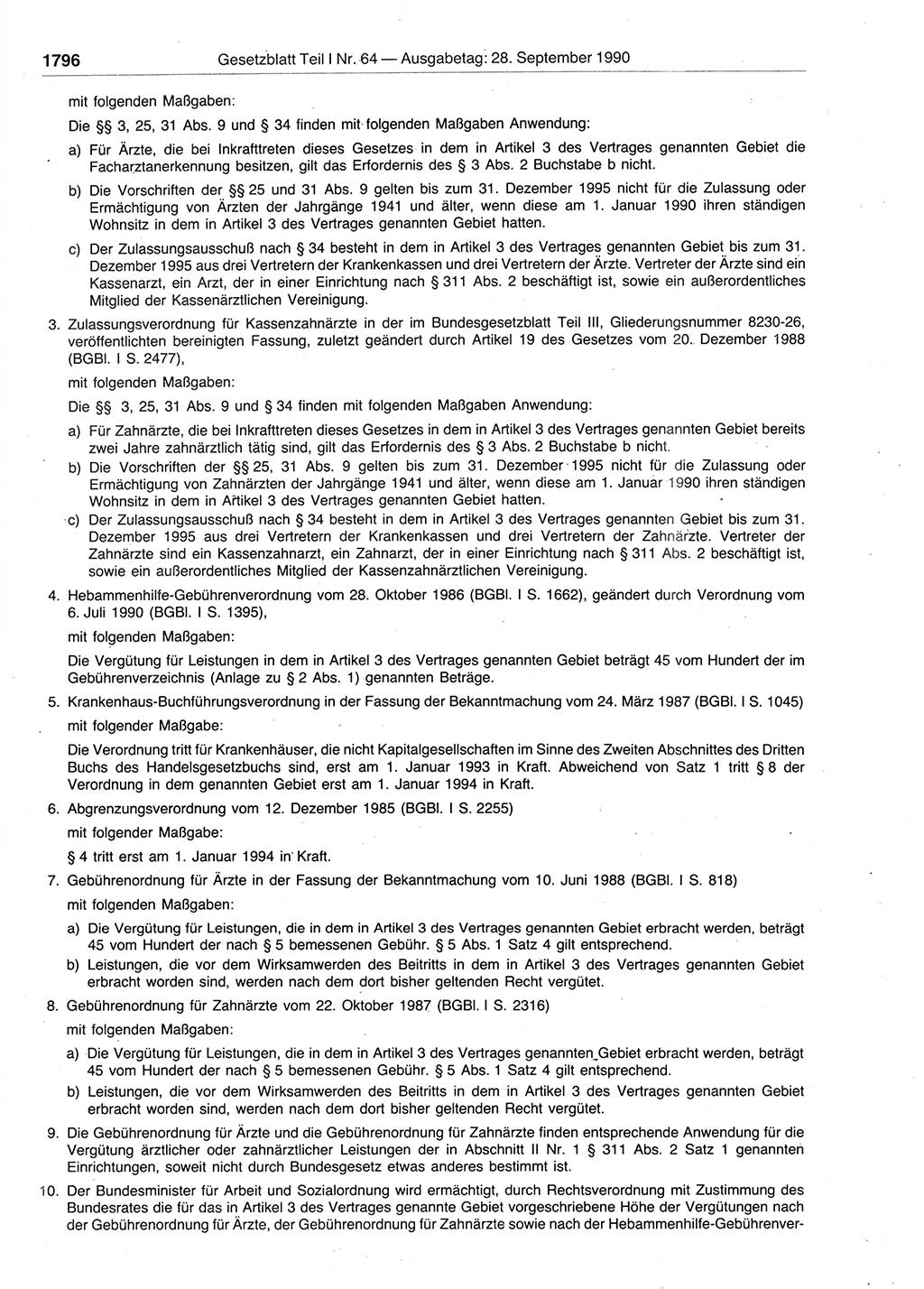 Gesetzblatt (GBl.) der Deutschen Demokratischen Republik (DDR) Teil Ⅰ 1990, Seite 1796 (GBl. DDR Ⅰ 1990, S. 1796)