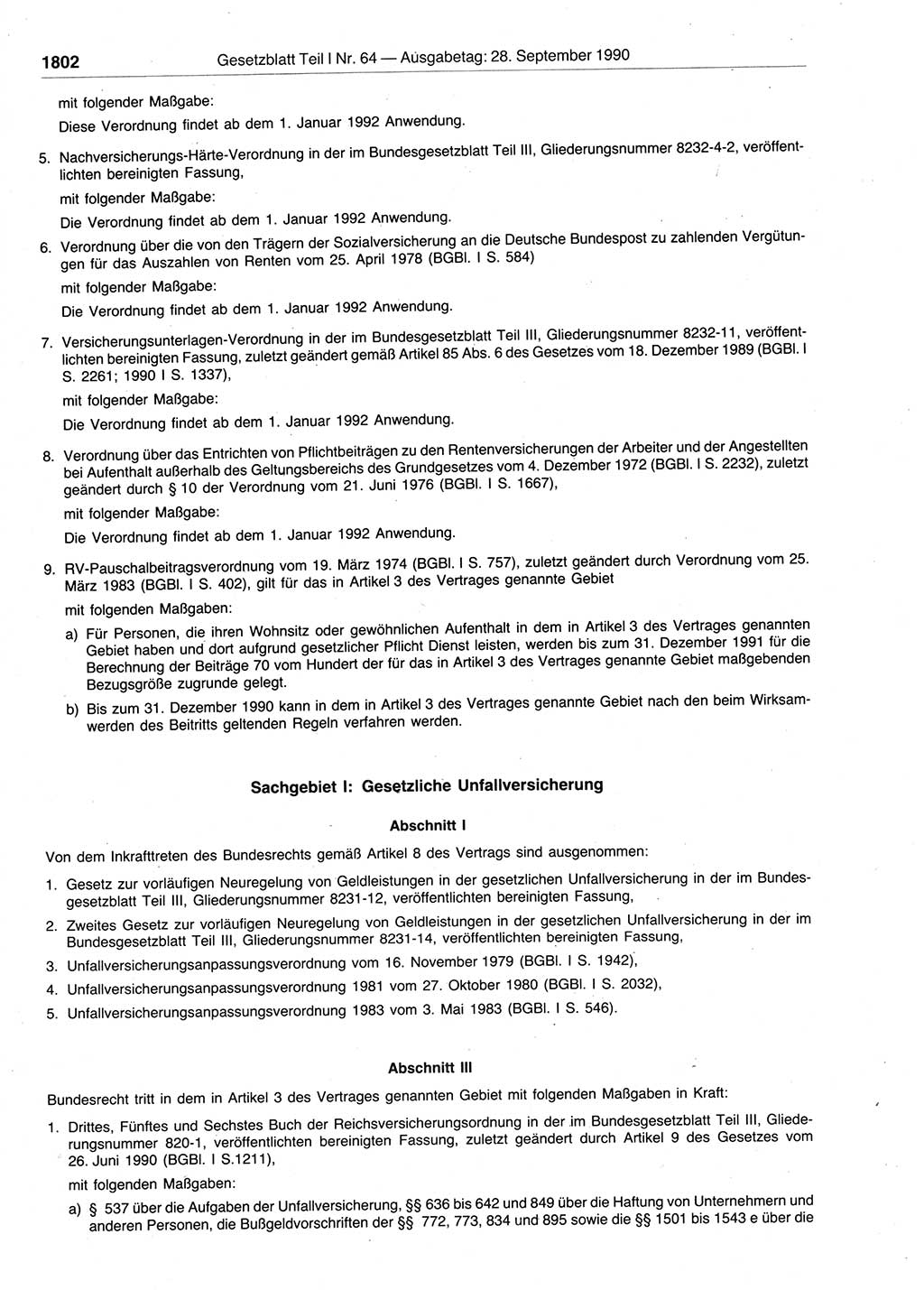 Gesetzblatt (GBl.) der Deutschen Demokratischen Republik (DDR) Teil Ⅰ 1990, Seite 1802 (GBl. DDR Ⅰ 1990, S. 1802)