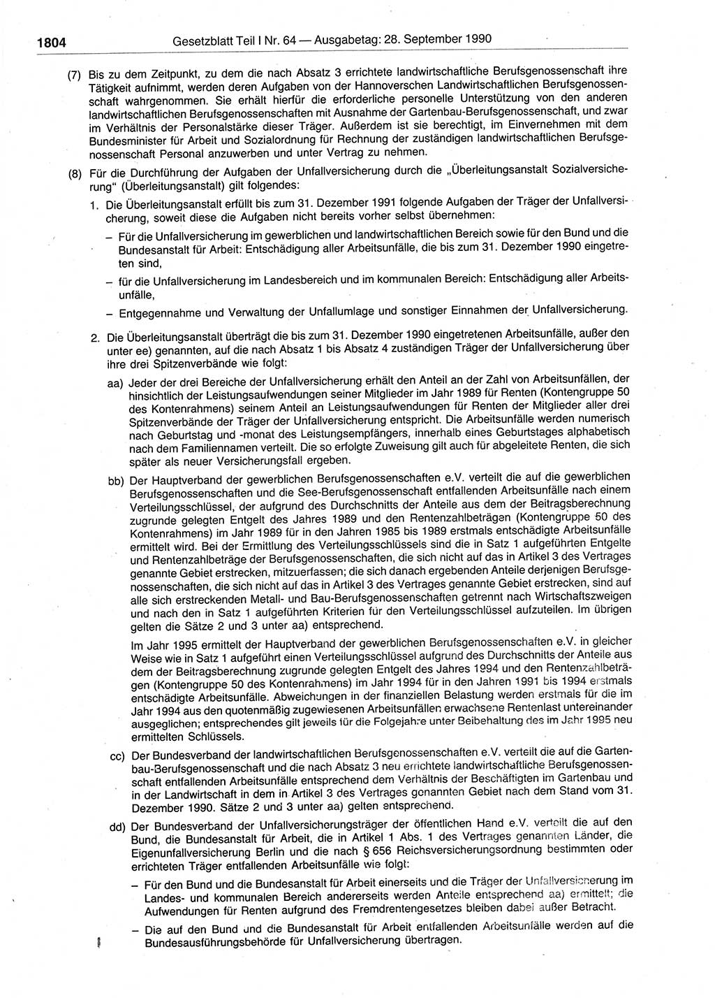 Gesetzblatt (GBl.) der Deutschen Demokratischen Republik (DDR) Teil Ⅰ 1990, Seite 1804 (GBl. DDR Ⅰ 1990, S. 1804)