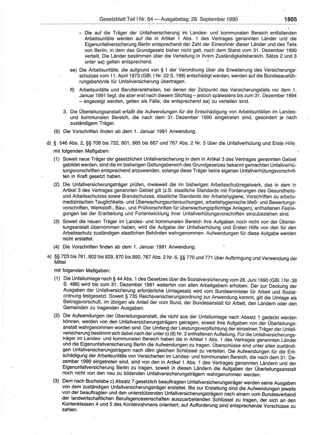 Gesetzblatt (GBl.) der Deutschen Demokratischen Republik (DDR) Teil Ⅰ 1990, Seite 1805 (GBl. DDR Ⅰ 1990, S. 1805)