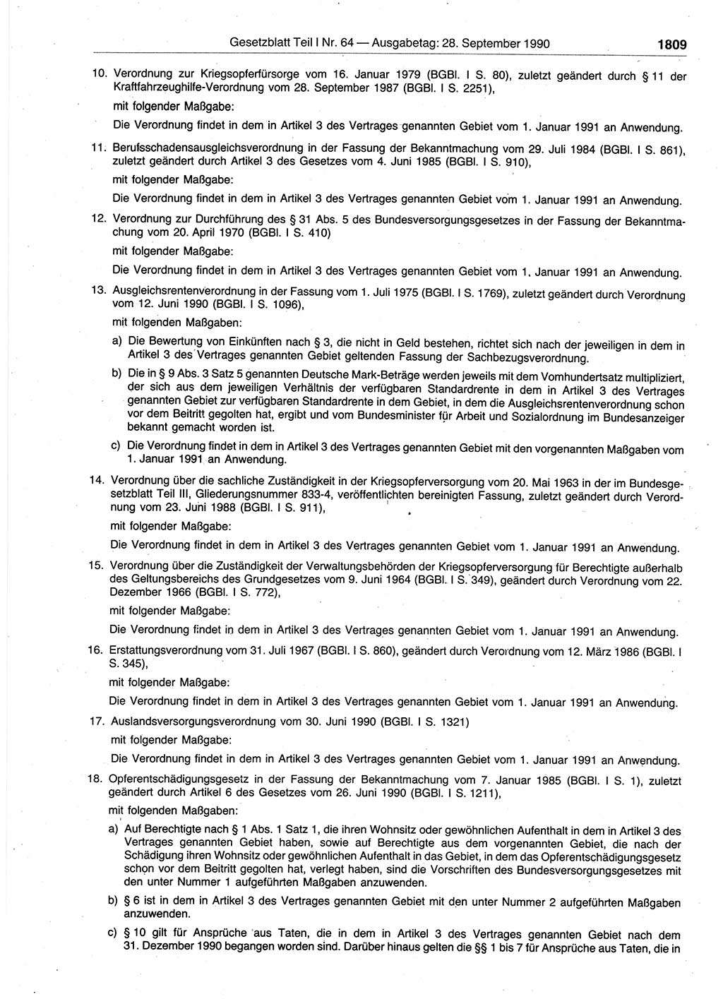 Gesetzblatt (GBl.) der Deutschen Demokratischen Republik (DDR) Teil Ⅰ 1990, Seite 1809 (GBl. DDR Ⅰ 1990, S. 1809)