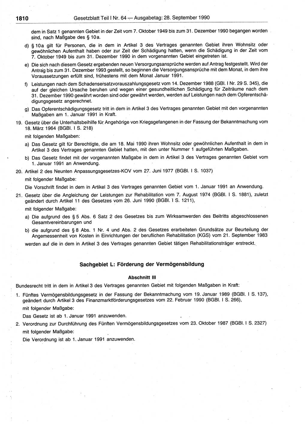 Gesetzblatt (GBl.) der Deutschen Demokratischen Republik (DDR) Teil Ⅰ 1990, Seite 1810 (GBl. DDR Ⅰ 1990, S. 1810)