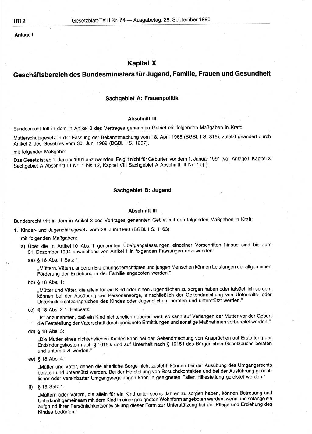 Gesetzblatt (GBl.) der Deutschen Demokratischen Republik (DDR) Teil Ⅰ 1990, Seite 1812 (GBl. DDR Ⅰ 1990, S. 1812)