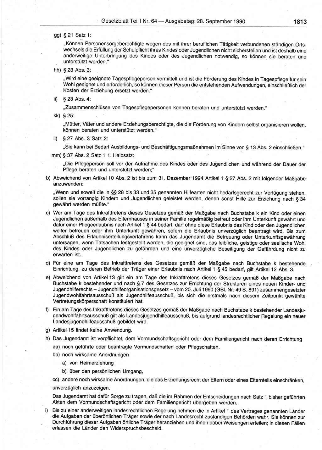Gesetzblatt (GBl.) der Deutschen Demokratischen Republik (DDR) Teil Ⅰ 1990, Seite 1813 (GBl. DDR Ⅰ 1990, S. 1813)