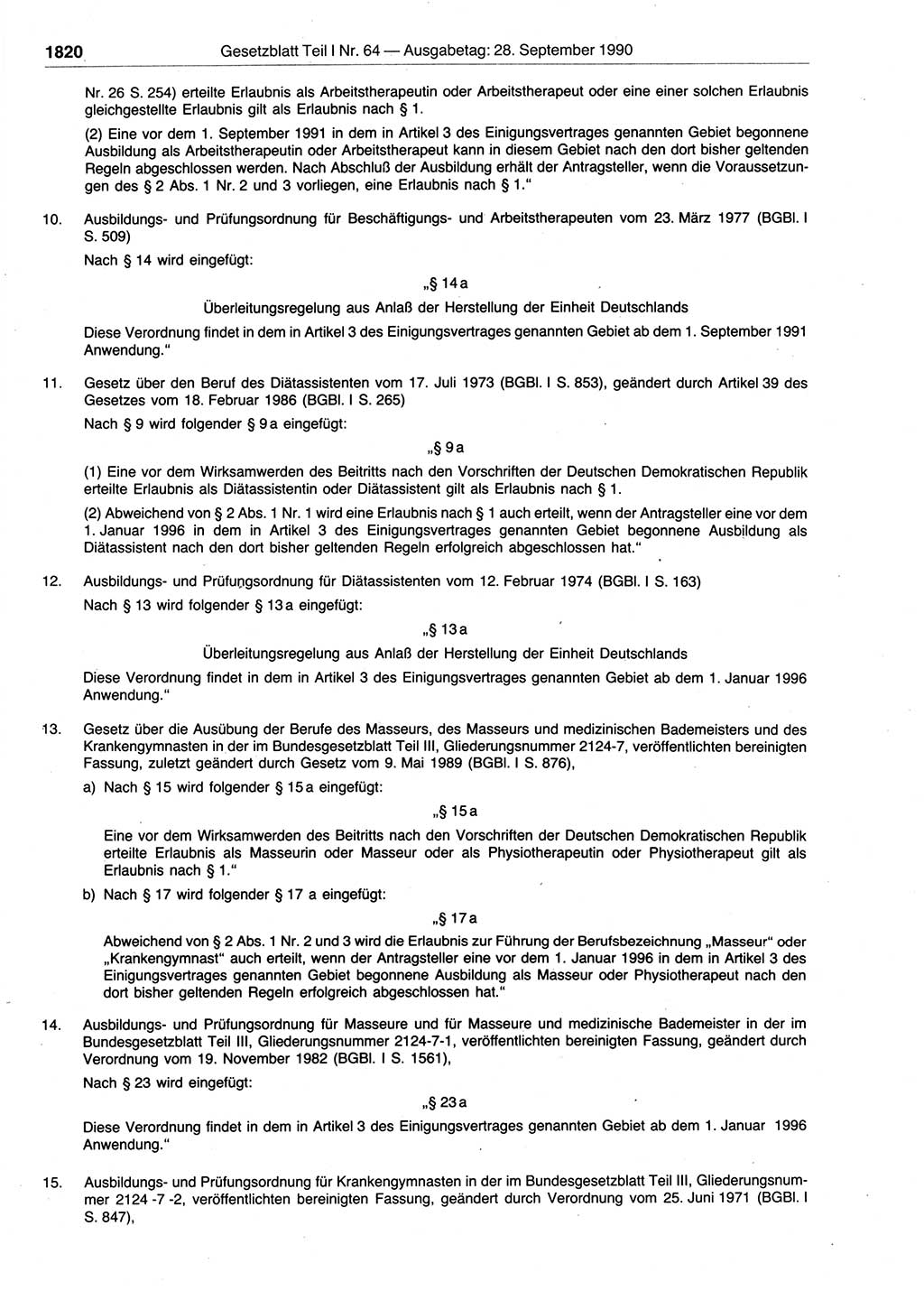 Gesetzblatt (GBl.) der Deutschen Demokratischen Republik (DDR) Teil Ⅰ 1990, Seite 1820 (GBl. DDR Ⅰ 1990, S. 1820)