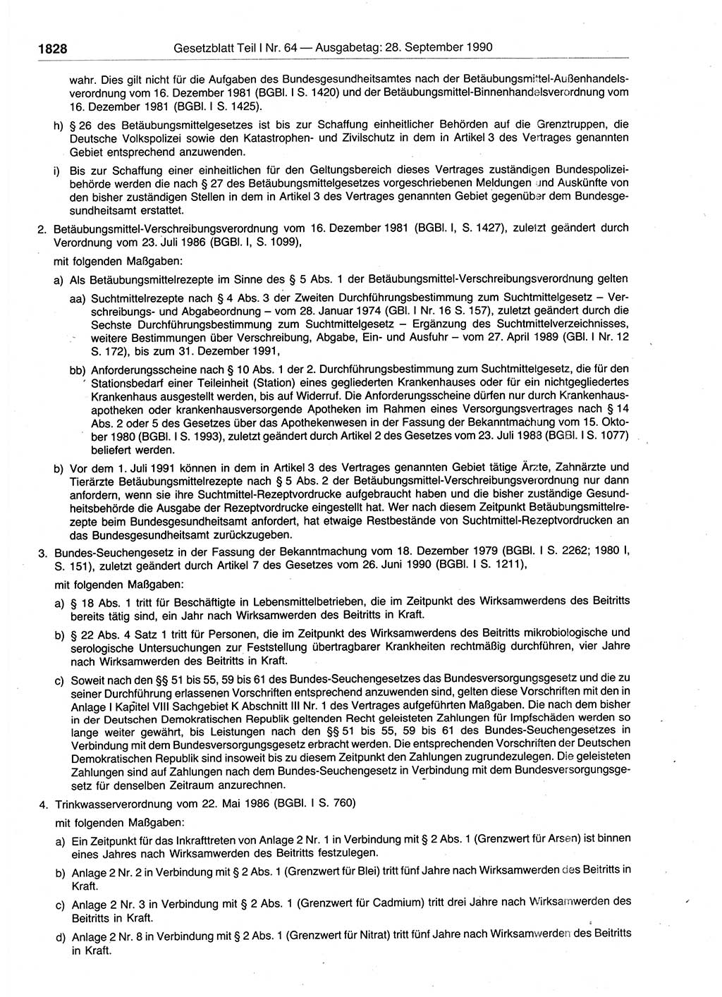 Gesetzblatt (GBl.) der Deutschen Demokratischen Republik (DDR) Teil Ⅰ 1990, Seite 1828 (GBl. DDR Ⅰ 1990, S. 1828)