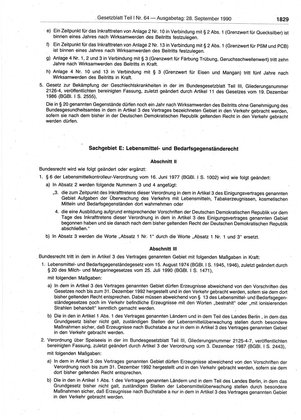 Gesetzblatt (GBl.) der Deutschen Demokratischen Republik (DDR) Teil Ⅰ 1990, Seite 1829 (GBl. DDR Ⅰ 1990, S. 1829)