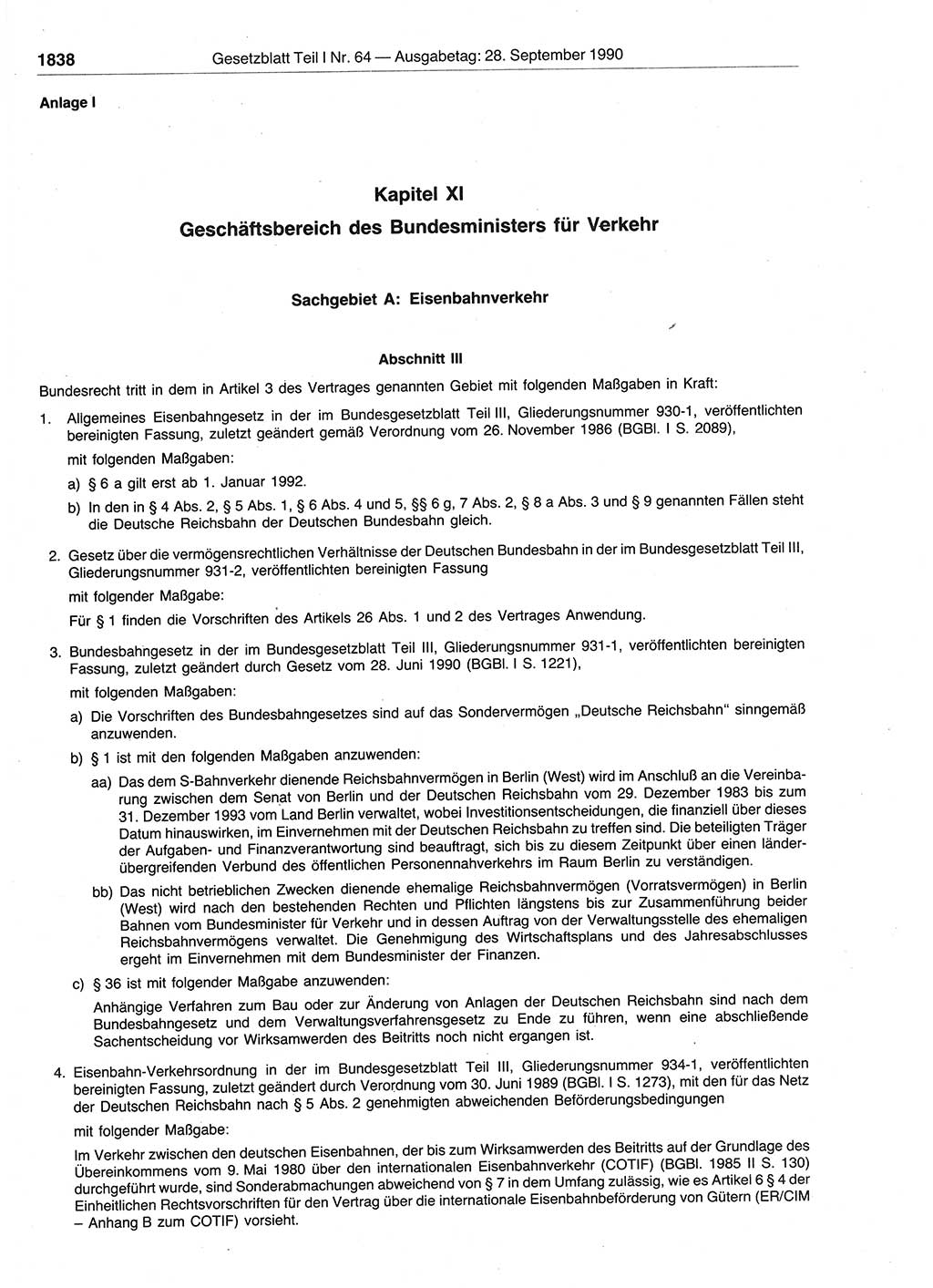 Gesetzblatt (GBl.) der Deutschen Demokratischen Republik (DDR) Teil Ⅰ 1990, Seite 1838 (GBl. DDR Ⅰ 1990, S. 1838)