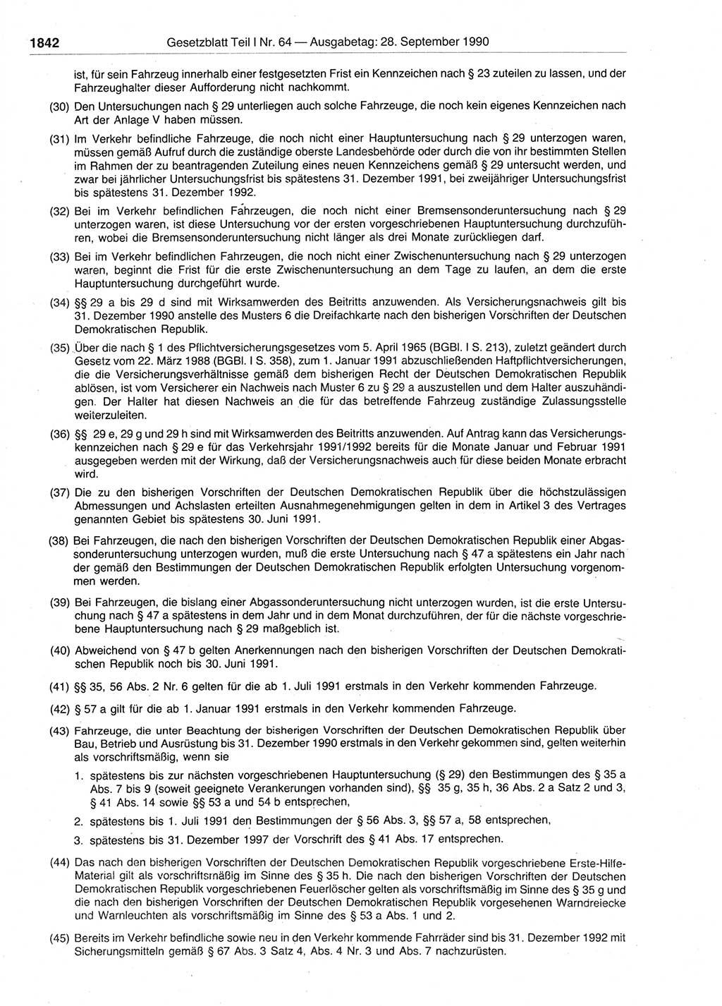 Gesetzblatt (GBl.) der Deutschen Demokratischen Republik (DDR) Teil Ⅰ 1990, Seite 1842 (GBl. DDR Ⅰ 1990, S. 1842)