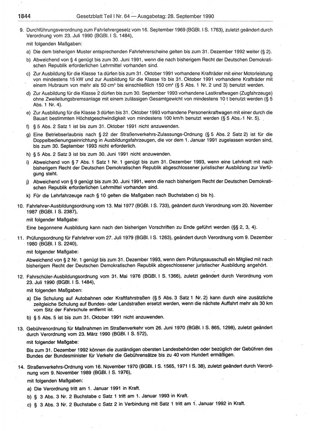 Gesetzblatt (GBl.) der Deutschen Demokratischen Republik (DDR) Teil Ⅰ 1990, Seite 1844 (GBl. DDR Ⅰ 1990, S. 1844)