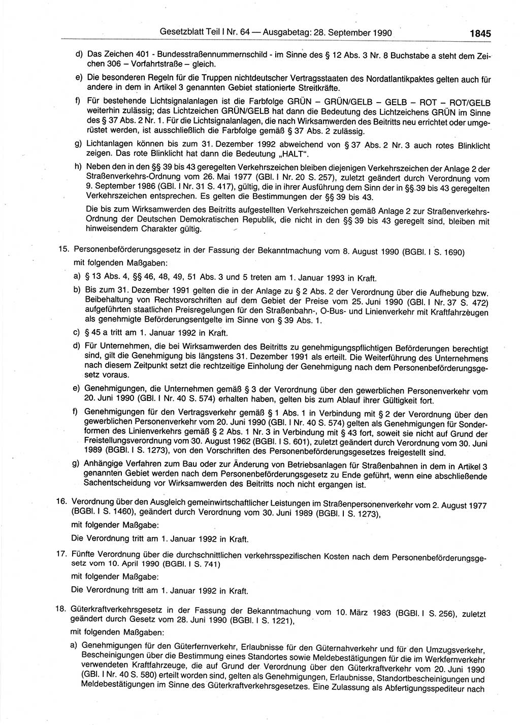 Gesetzblatt (GBl.) der Deutschen Demokratischen Republik (DDR) Teil Ⅰ 1990, Seite 1845 (GBl. DDR Ⅰ 1990, S. 1845)