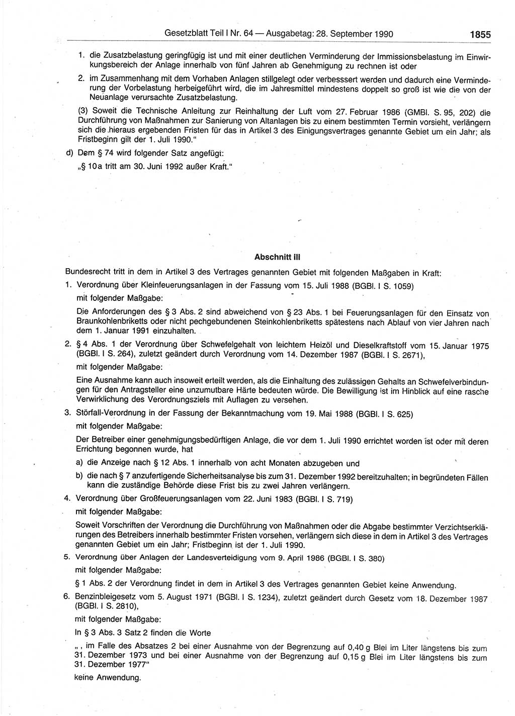 Gesetzblatt (GBl.) der Deutschen Demokratischen Republik (DDR) Teil Ⅰ 1990, Seite 1855 (GBl. DDR Ⅰ 1990, S. 1855)