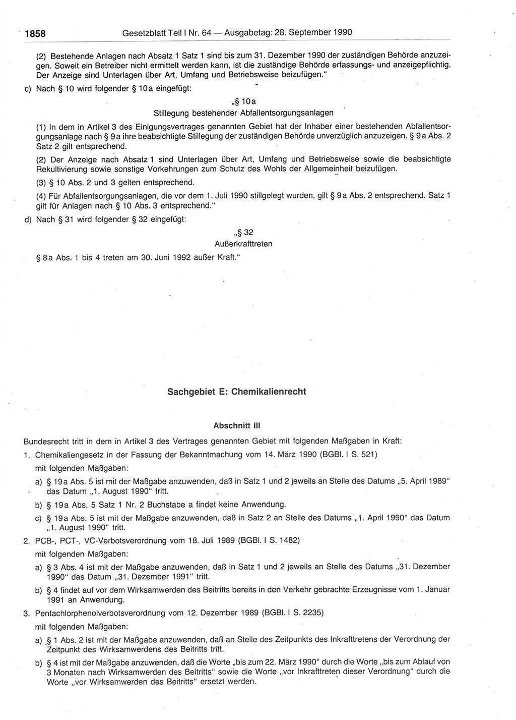 Gesetzblatt (GBl.) der Deutschen Demokratischen Republik (DDR) Teil Ⅰ 1990, Seite 1858 (GBl. DDR Ⅰ 1990, S. 1858)