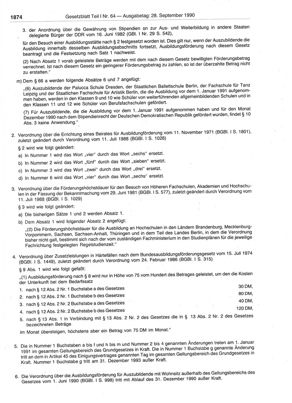 Gesetzblatt (GBl.) der Deutschen Demokratischen Republik (DDR) Teil Ⅰ 1990, Seite 1874 (GBl. DDR Ⅰ 1990, S. 1874)