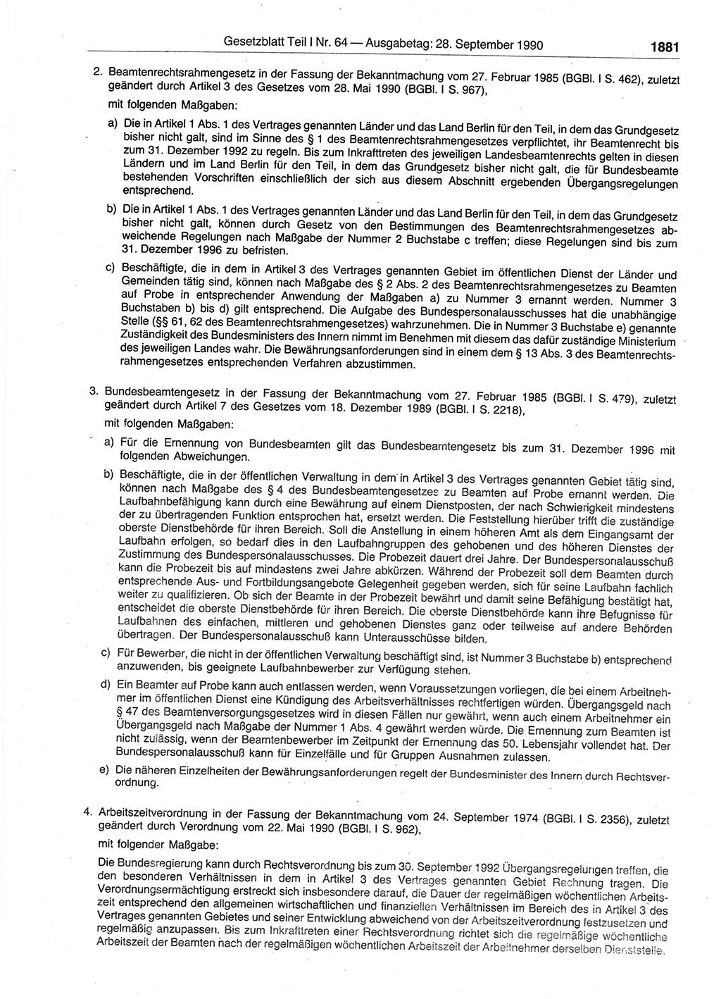 Gesetzblatt (GBl.) der Deutschen Demokratischen Republik (DDR) Teil Ⅰ 1990, Seite 1881 (GBl. DDR Ⅰ 1990, S. 1881)