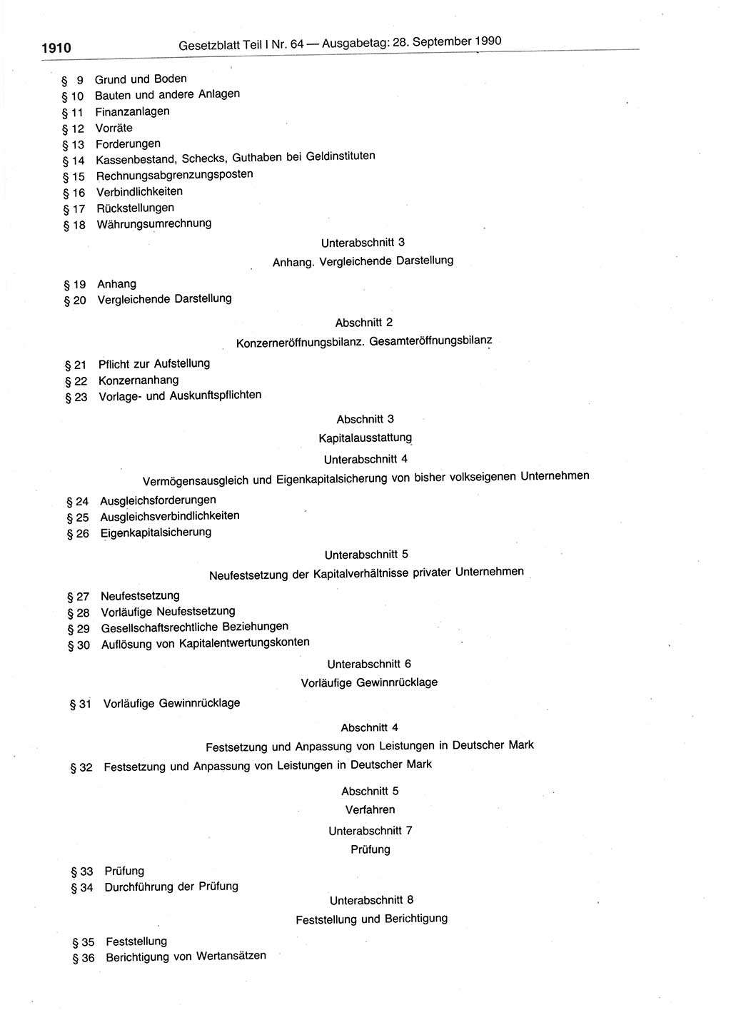 Gesetzblatt (GBl.) der Deutschen Demokratischen Republik (DDR) Teil Ⅰ 1990, Seite 1910 (GBl. DDR Ⅰ 1990, S. 1910)