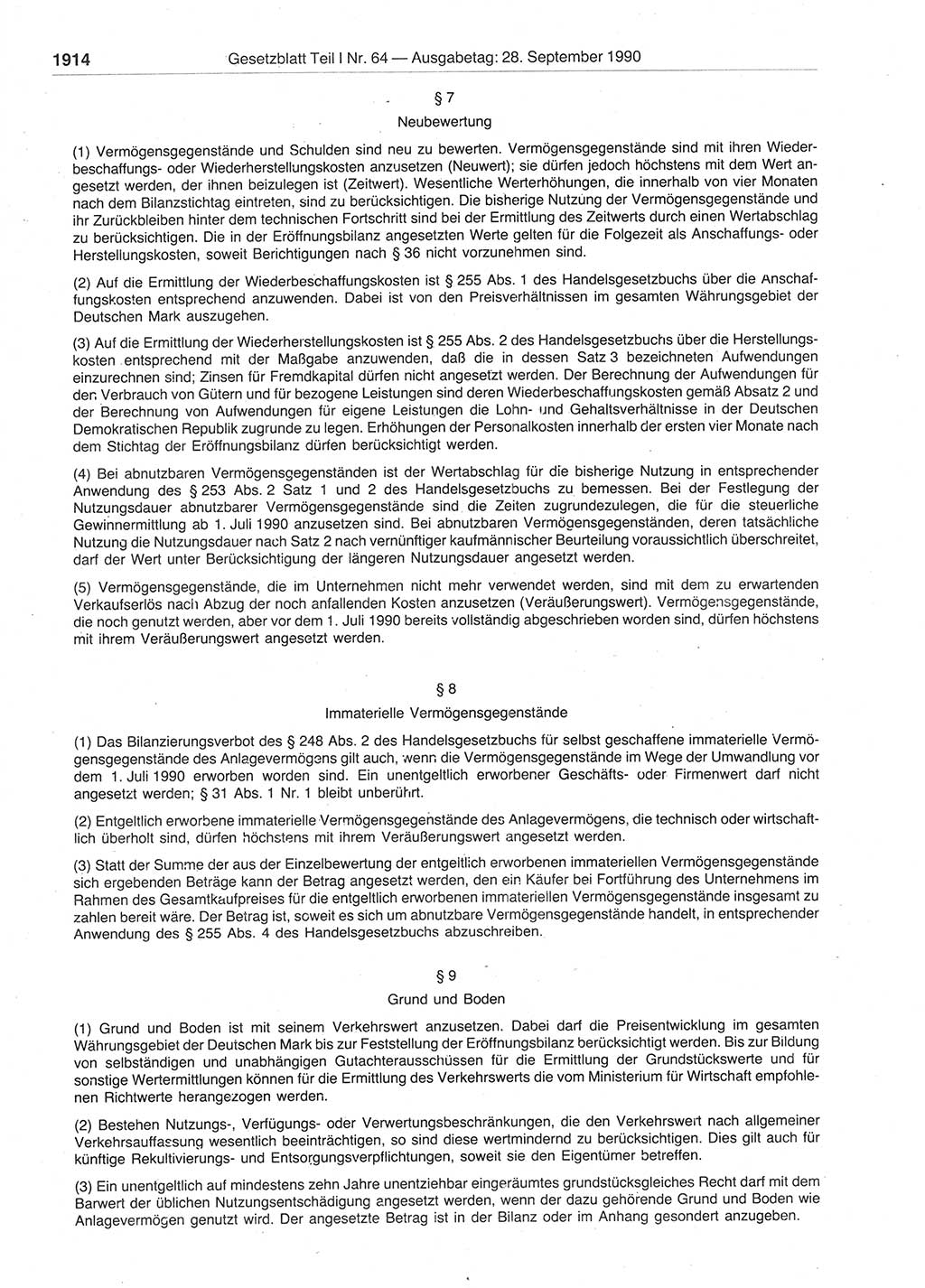 Gesetzblatt (GBl.) der Deutschen Demokratischen Republik (DDR) Teil Ⅰ 1990, Seite 1914 (GBl. DDR Ⅰ 1990, S. 1914)