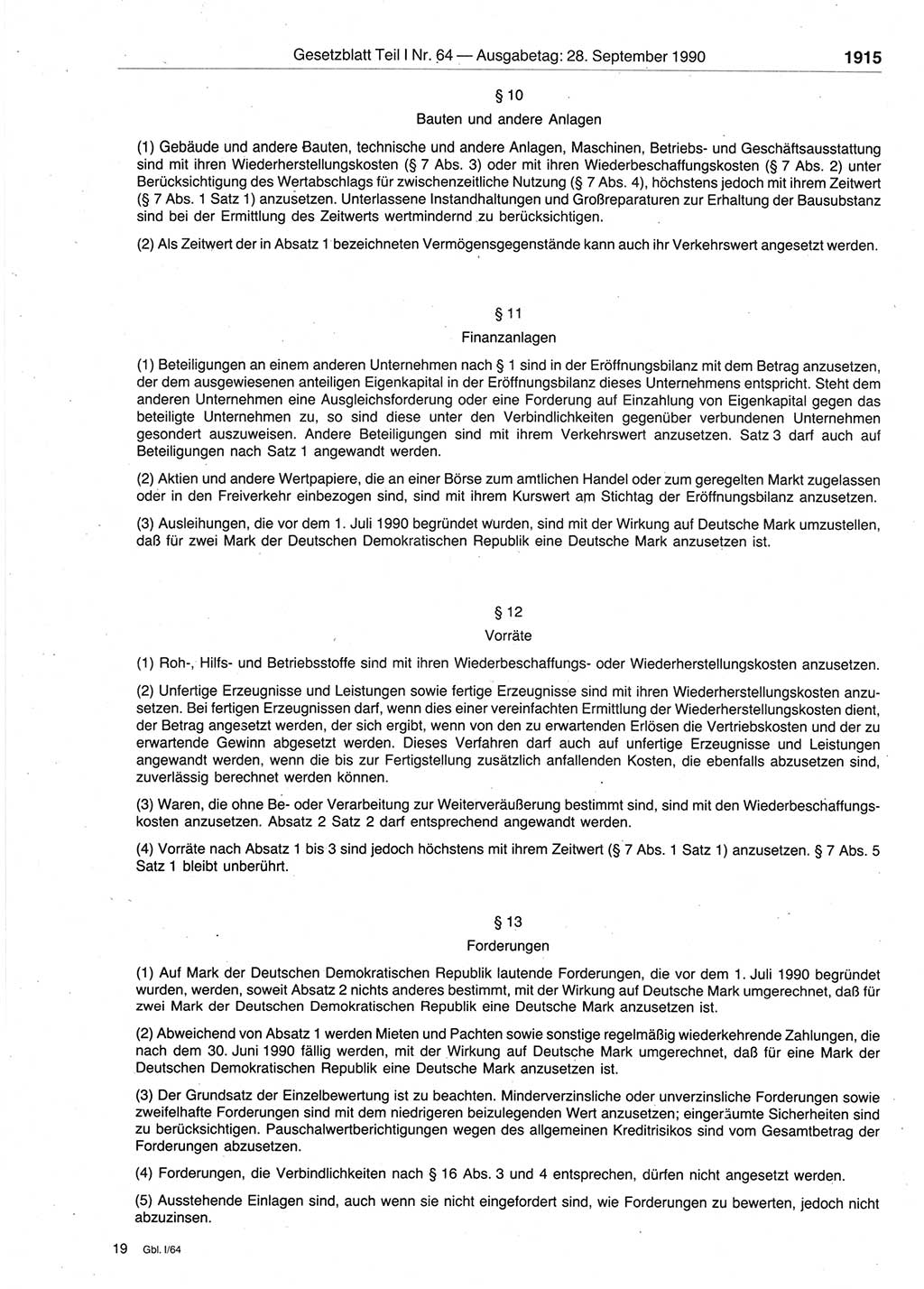 Gesetzblatt (GBl.) der Deutschen Demokratischen Republik (DDR) Teil Ⅰ 1990, Seite 1915 (GBl. DDR Ⅰ 1990, S. 1915)
