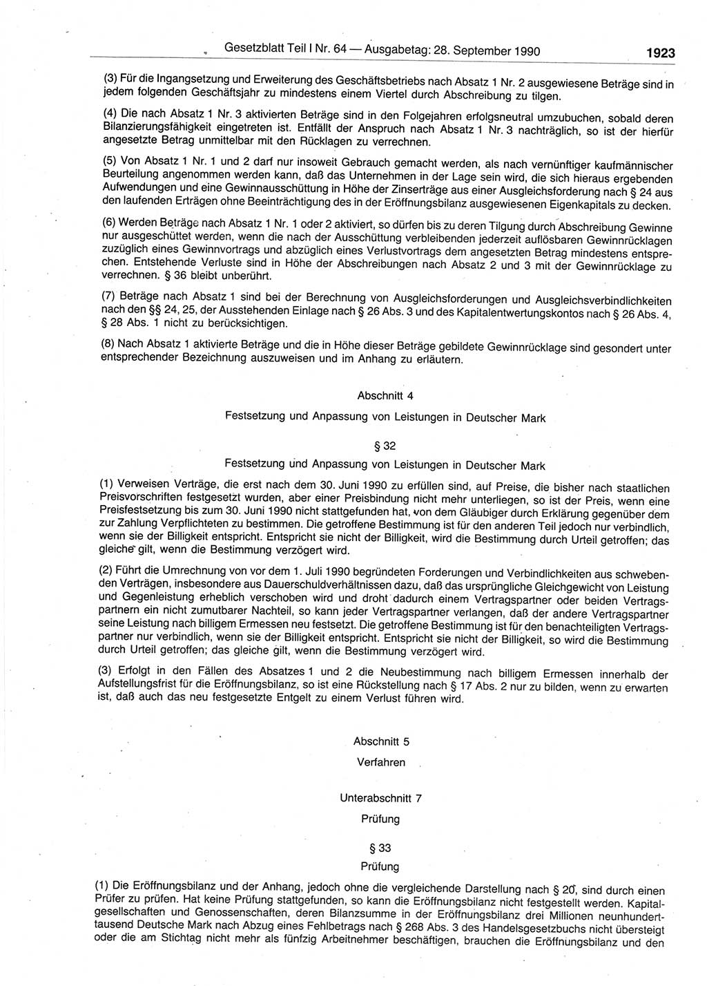 Gesetzblatt (GBl.) der Deutschen Demokratischen Republik (DDR) Teil Ⅰ 1990, Seite 1923 (GBl. DDR Ⅰ 1990, S. 1923)