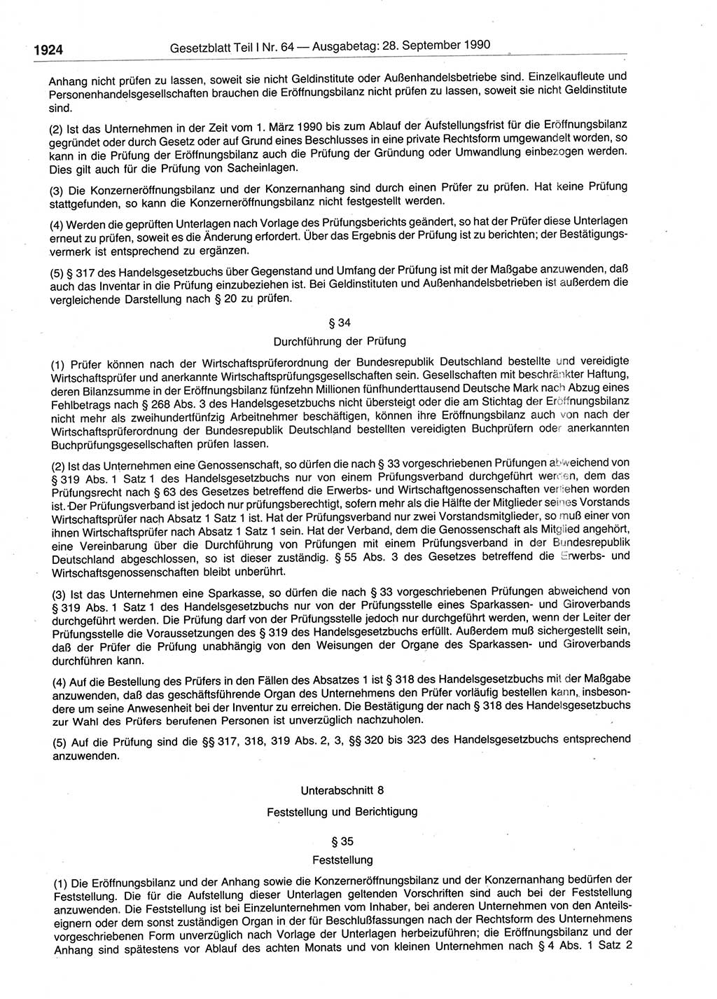 Gesetzblatt (GBl.) der Deutschen Demokratischen Republik (DDR) Teil Ⅰ 1990, Seite 1924 (GBl. DDR Ⅰ 1990, S. 1924)