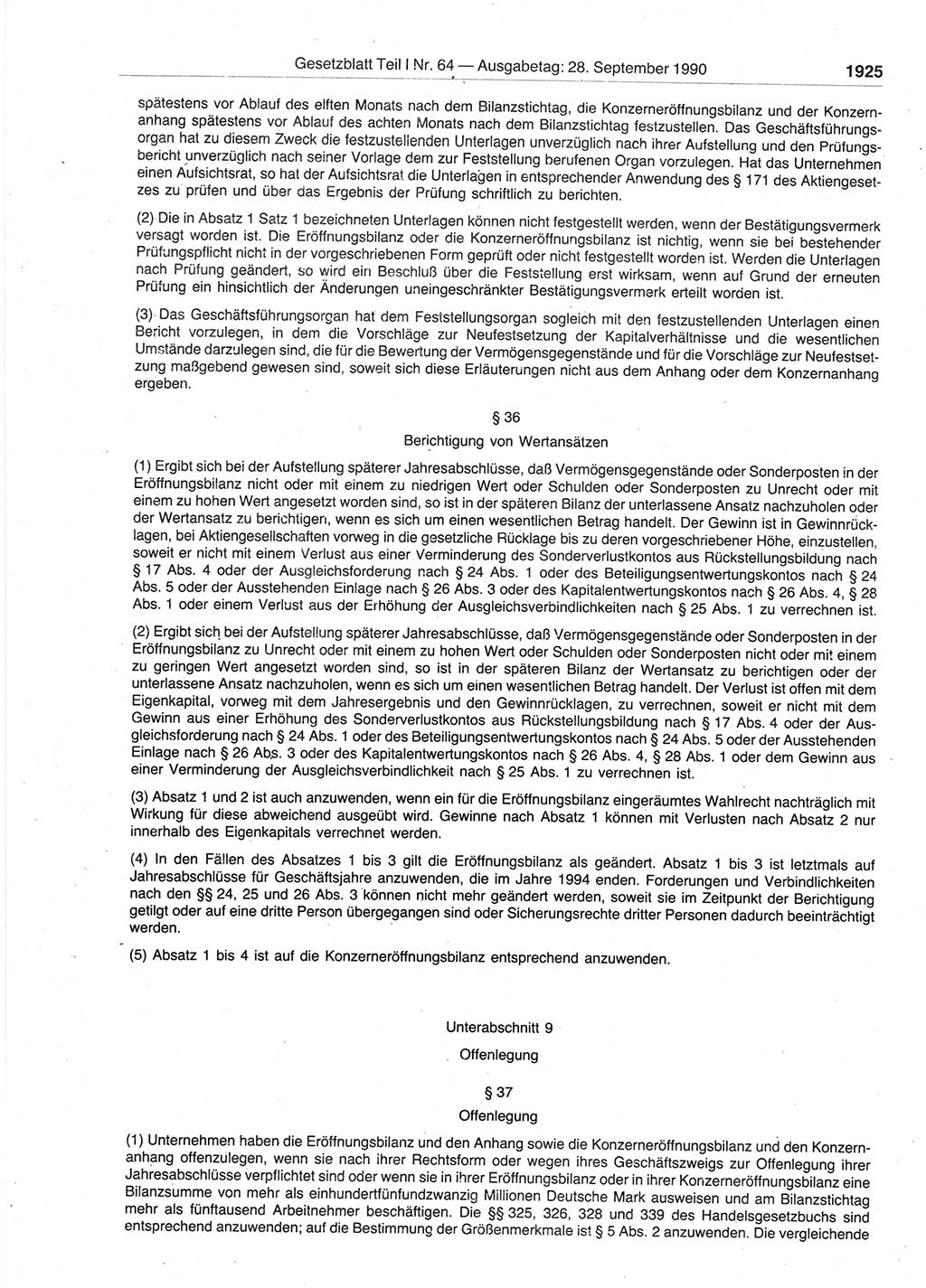 Gesetzblatt (GBl.) der Deutschen Demokratischen Republik (DDR) Teil Ⅰ 1990, Seite 1925 (GBl. DDR Ⅰ 1990, S. 1925)