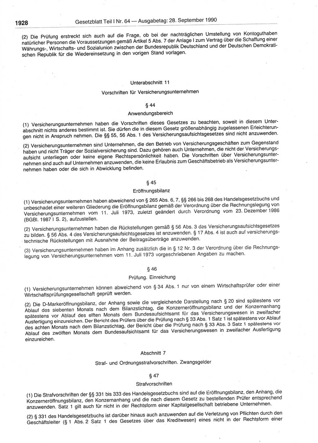 Gesetzblatt (GBl.) der Deutschen Demokratischen Republik (DDR) Teil Ⅰ 1990, Seite 1928 (GBl. DDR Ⅰ 1990, S. 1928)