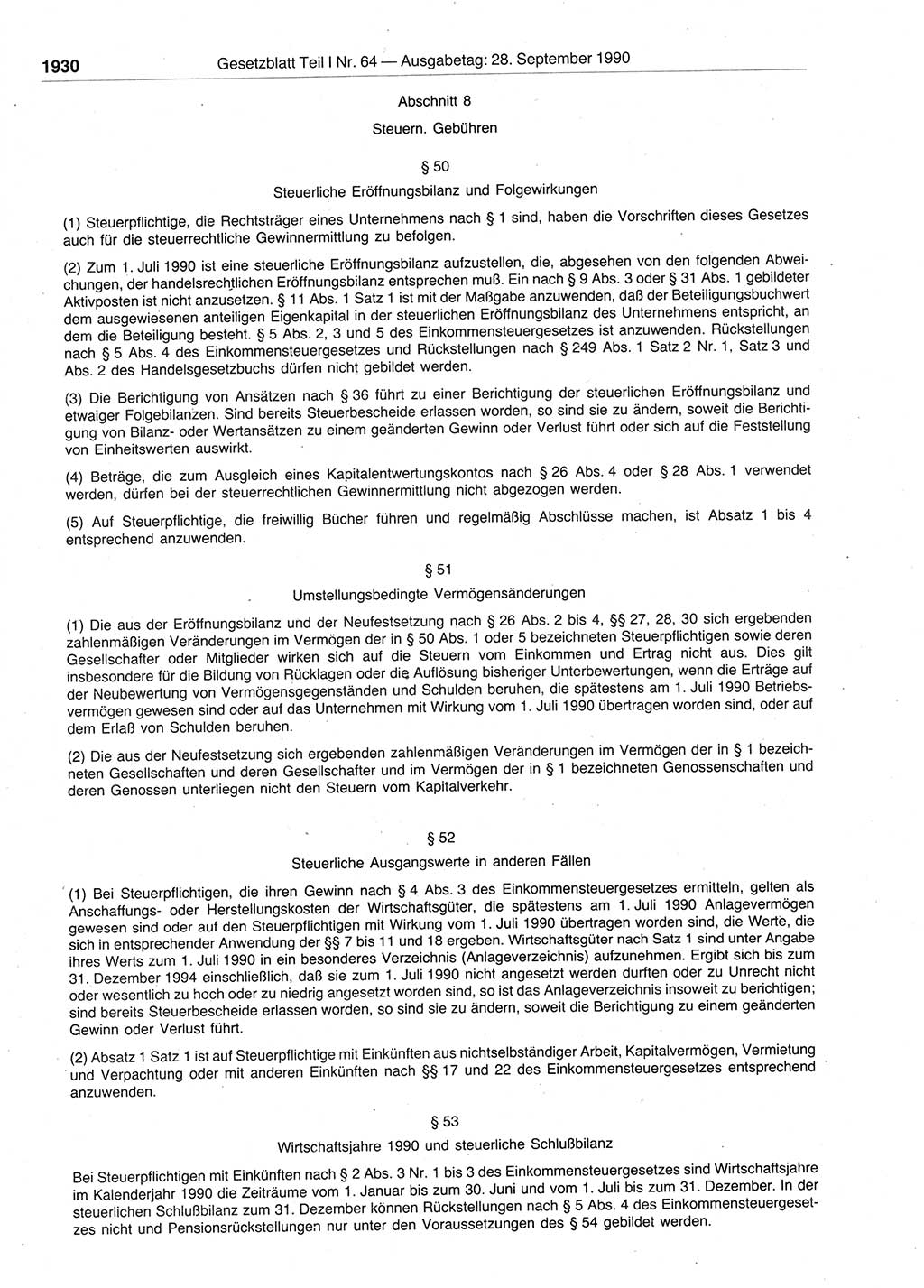 Gesetzblatt (GBl.) der Deutschen Demokratischen Republik (DDR) Teil Ⅰ 1990, Seite 1930 (GBl. DDR Ⅰ 1990, S. 1930)