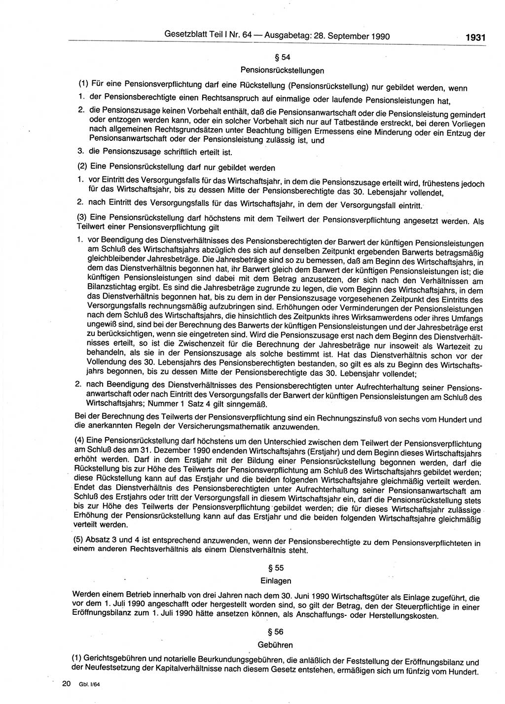 Gesetzblatt (GBl.) der Deutschen Demokratischen Republik (DDR) Teil Ⅰ 1990, Seite 1931 (GBl. DDR Ⅰ 1990, S. 1931)