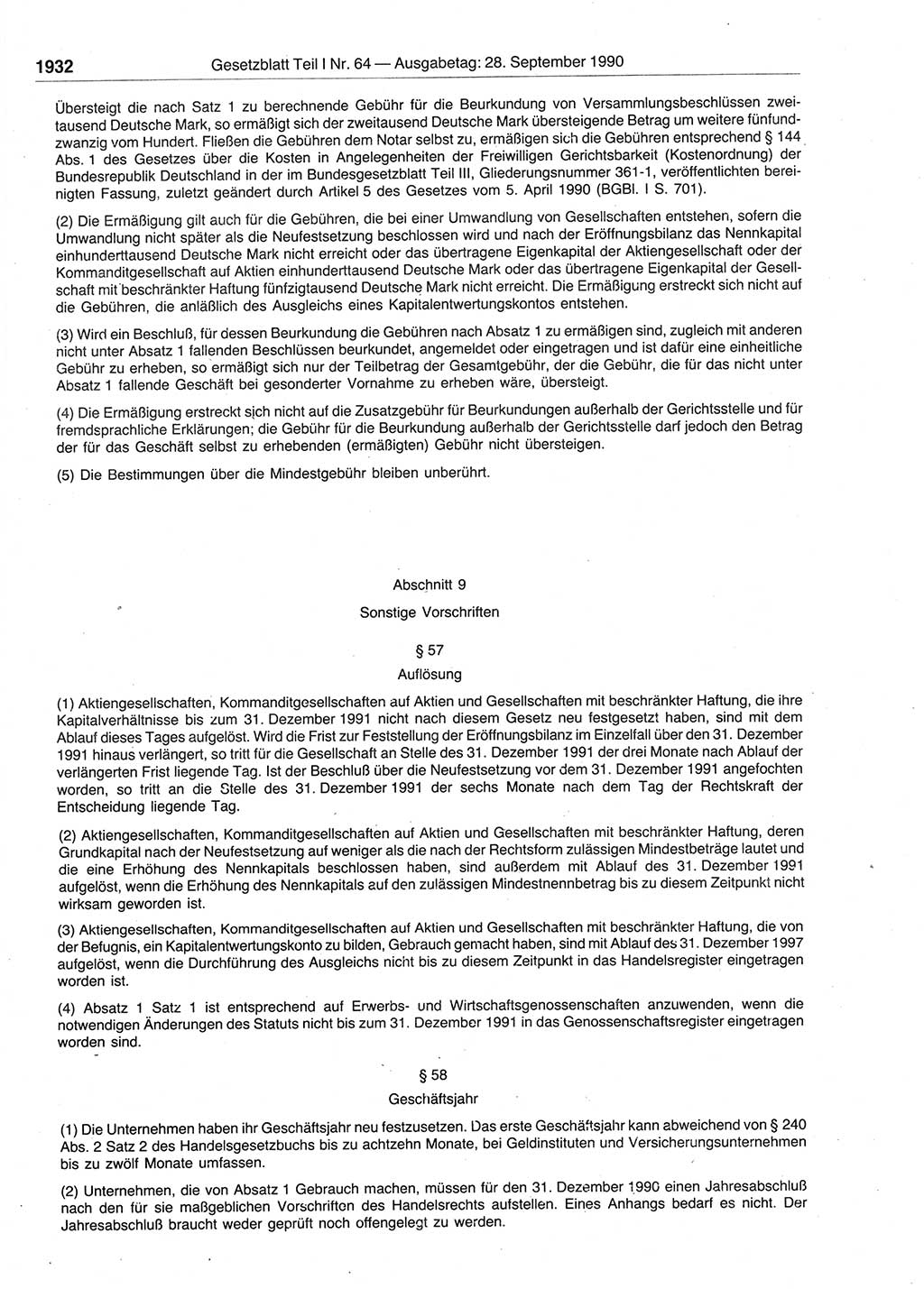 Gesetzblatt (GBl.) der Deutschen Demokratischen Republik (DDR) Teil Ⅰ 1990, Seite 1932 (GBl. DDR Ⅰ 1990, S. 1932)