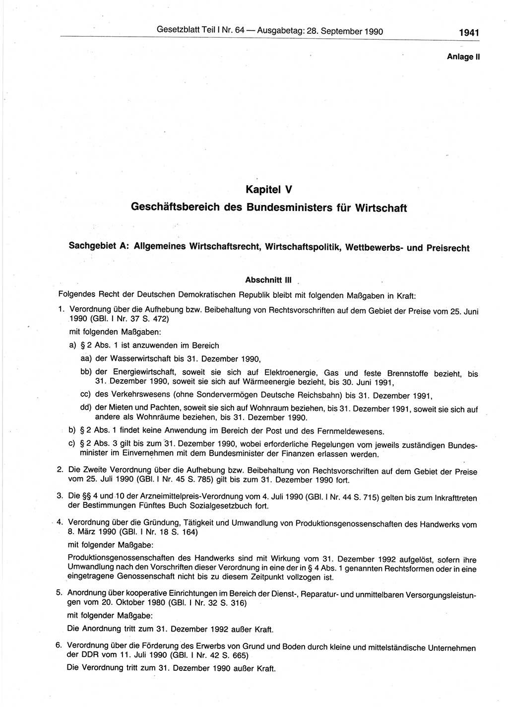 Gesetzblatt (GBl.) der Deutschen Demokratischen Republik (DDR) Teil Ⅰ 1990, Seite 1941 (GBl. DDR Ⅰ 1990, S. 1941)